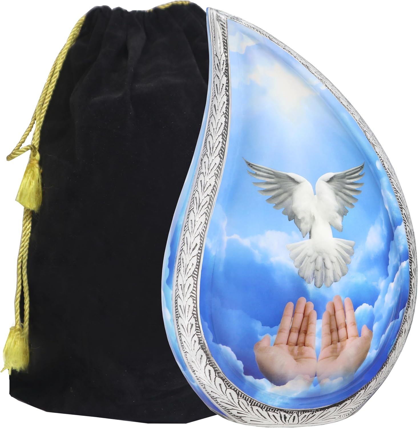 Blue Dove Teardrop Cremation Urn for Adult Large Size