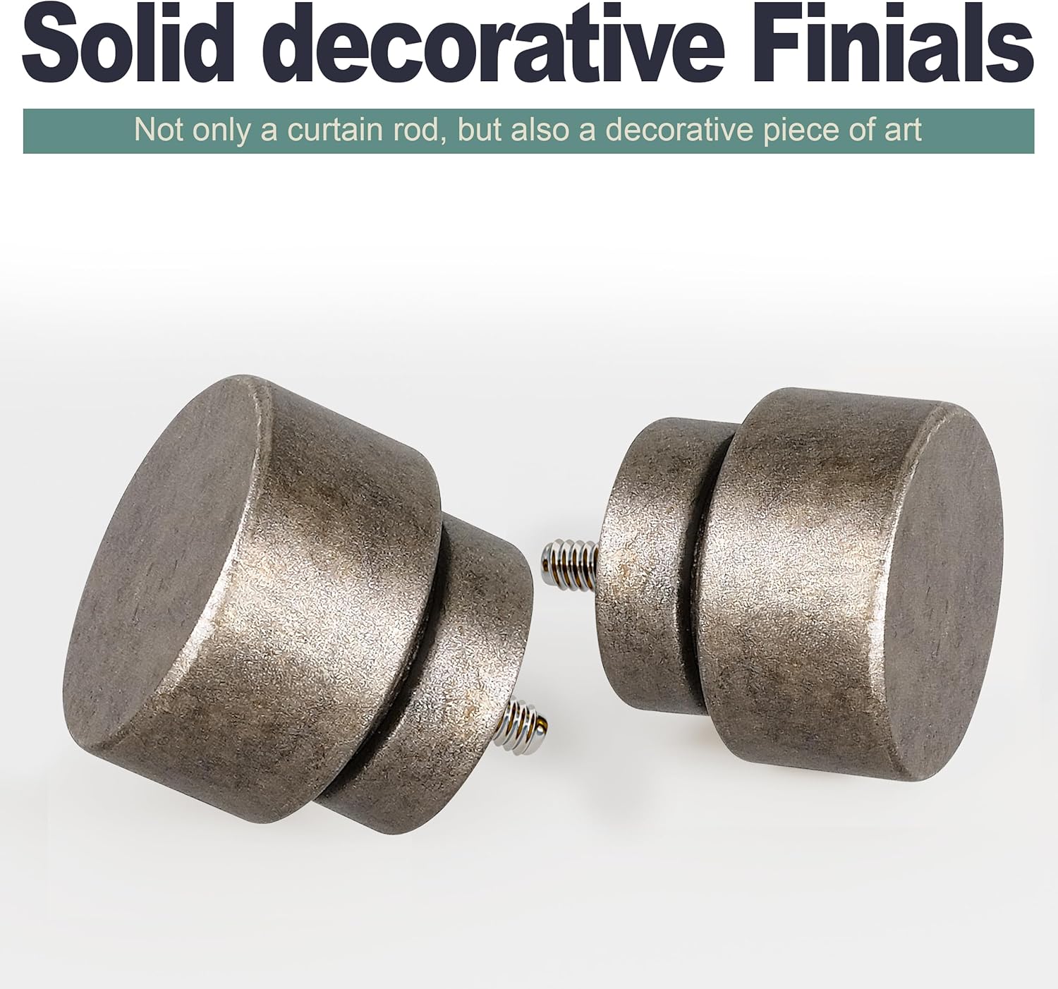 2 Pack Retro Silver Curtain Rods for Windows 66-120 Inches