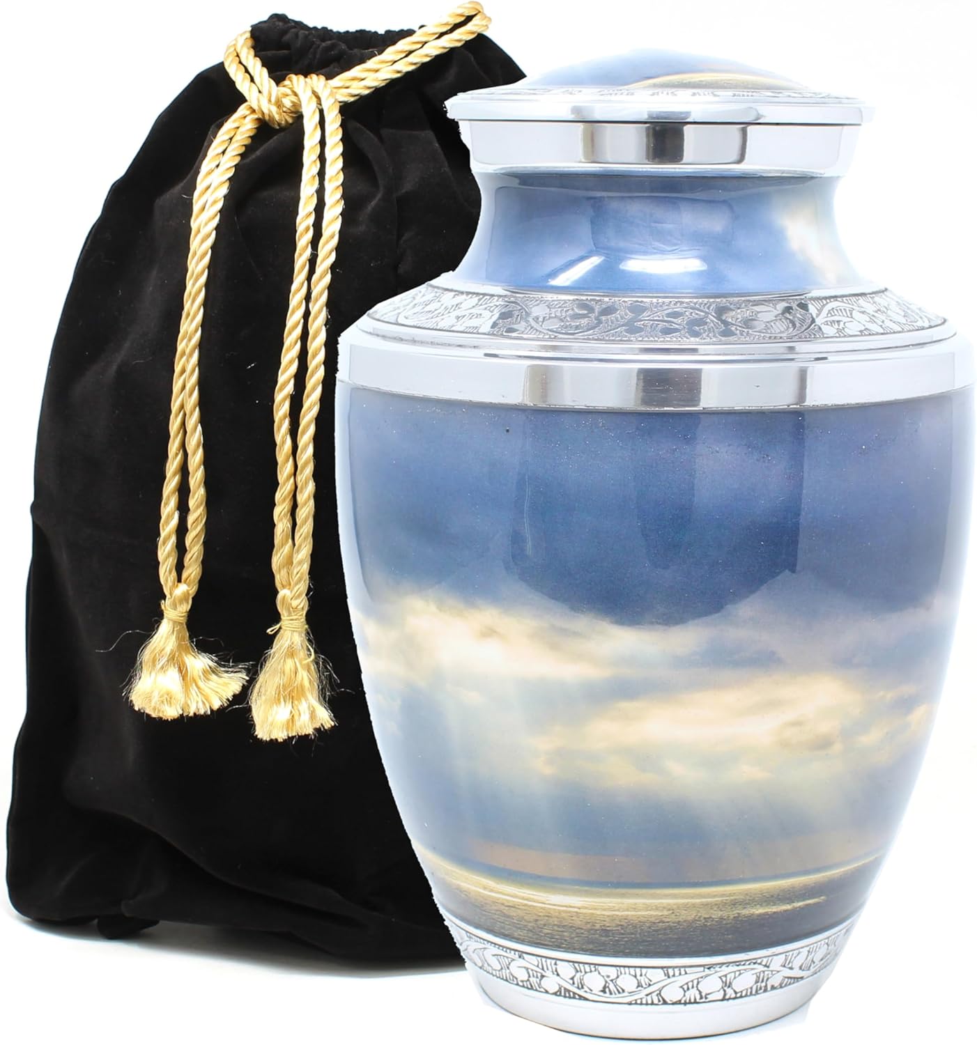 Sky with Clouds and Sunlight Design Cremation Urn for Adult Ashes - Large