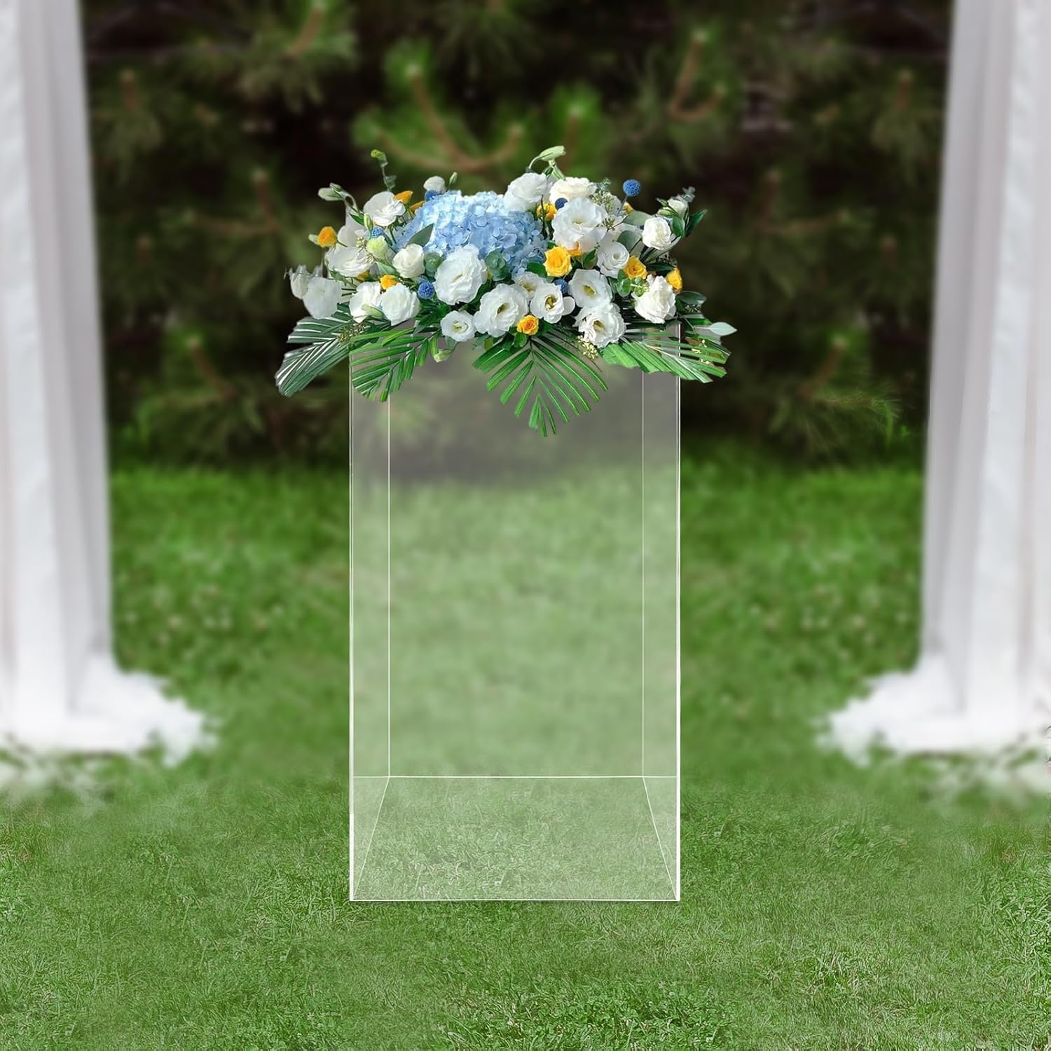 12x12x24 Clear Acrylic Cube Pedestal Display Stand - 5-Sided Wedding Centerpiece Riser