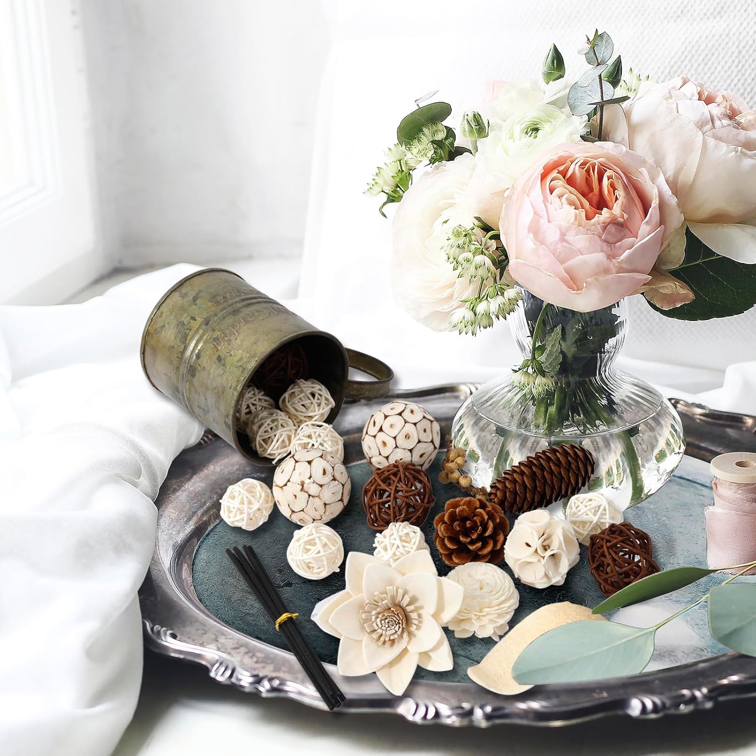 2 Boxes White Potpourri Bowl Filler for Home Decoration