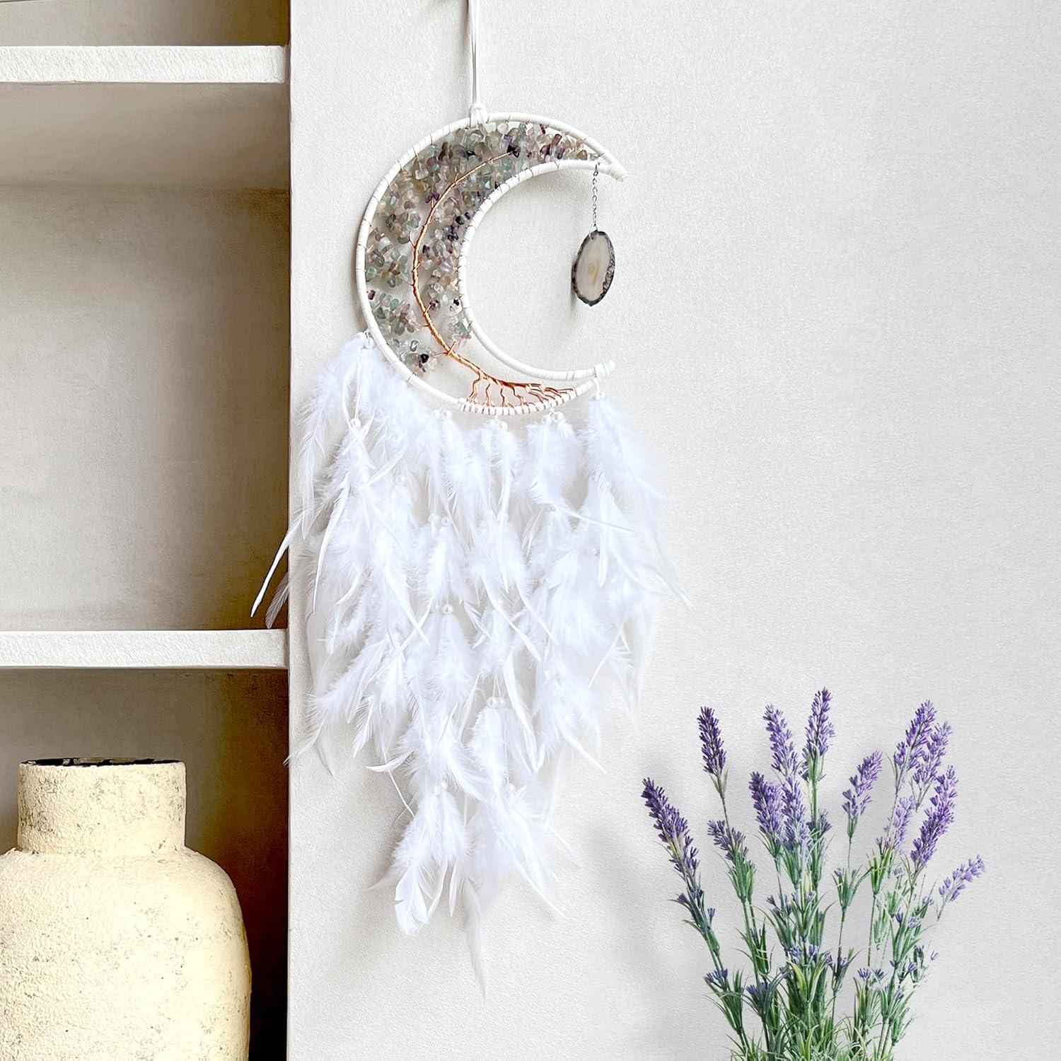 Moon Dream Catchers with Chakra Agate Stone