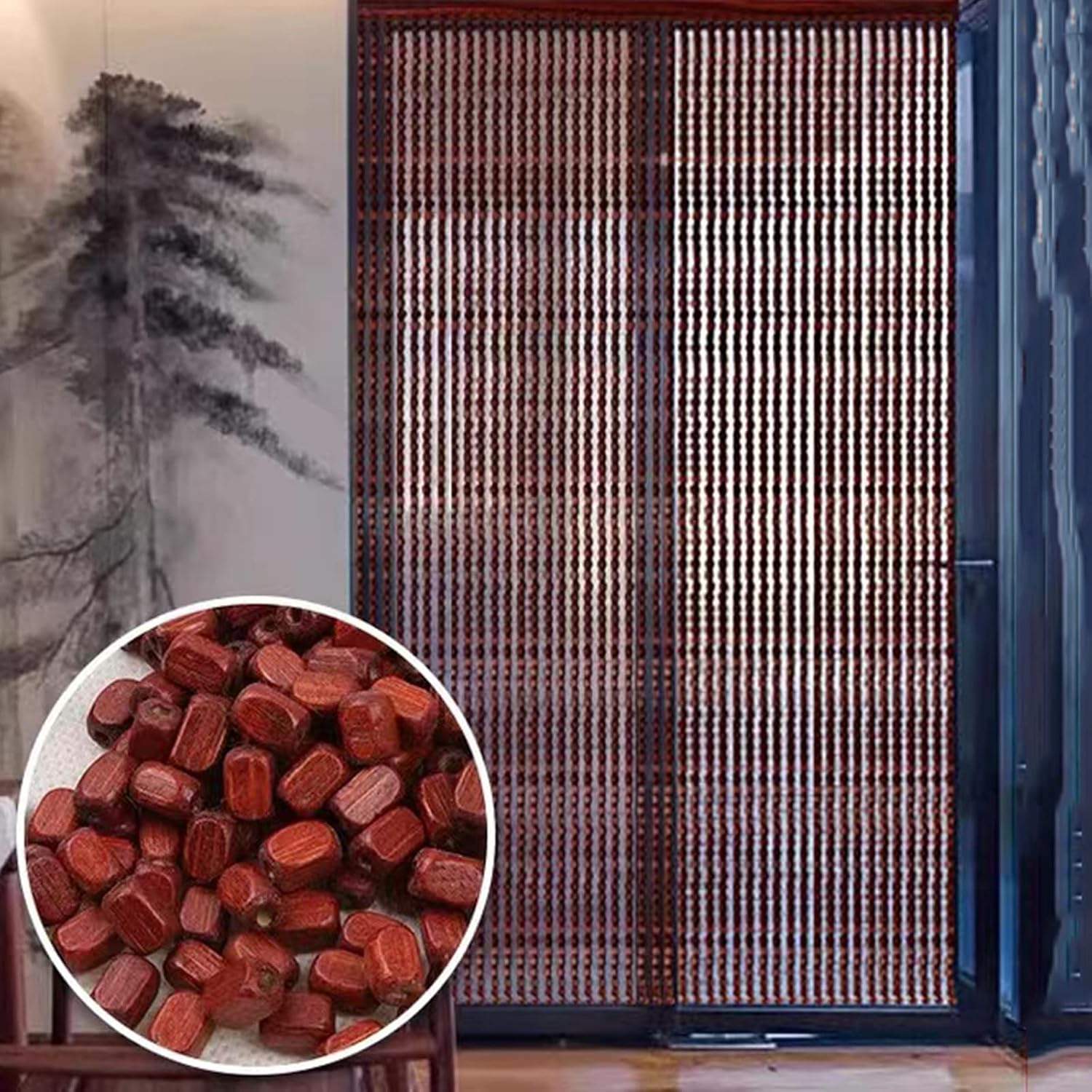 Bamboo Beaded Curtain for Room Division and Decor