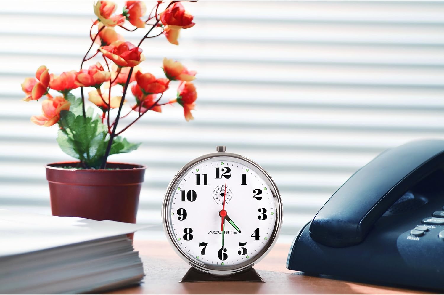 AcuRite Vintage Alarm Clock Black Nickel