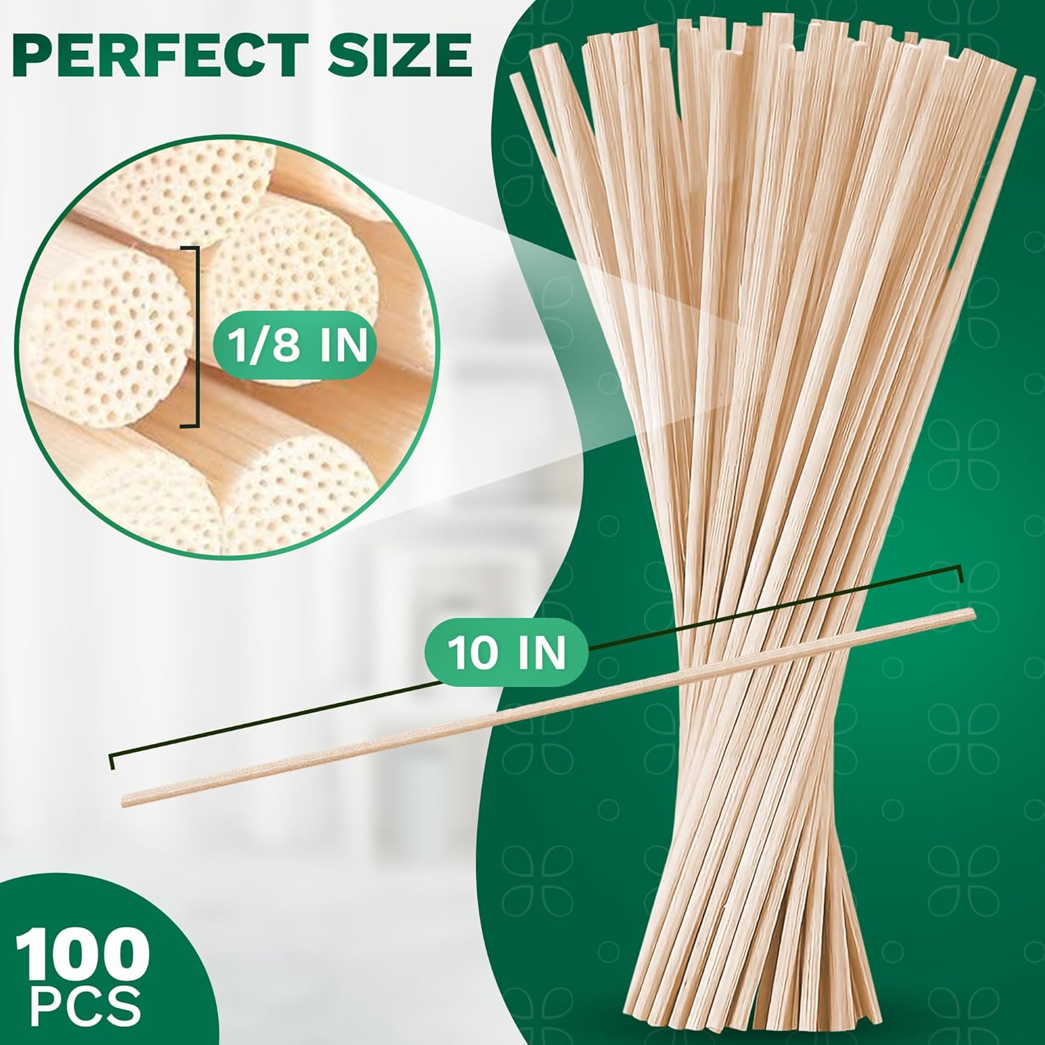 100 Pcs Bamboo Reed Diffuser Sticks - 10 Inch for Oil Diffuser