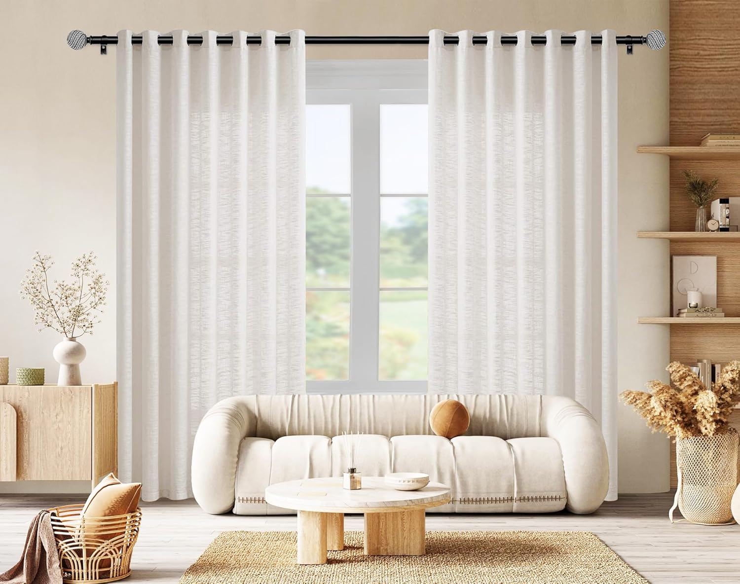 Boho Wood Curtain Rods 32-120 Inches Black