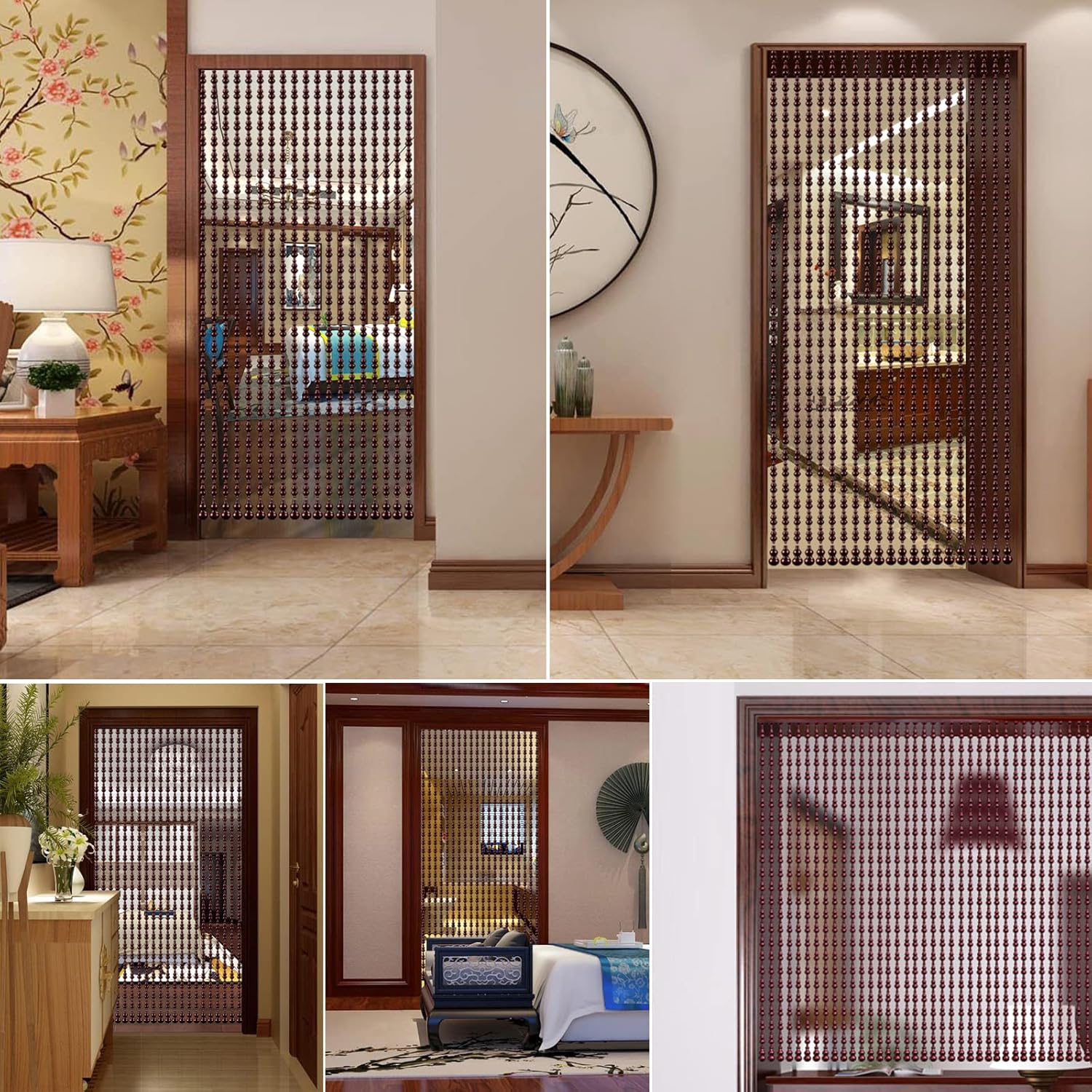 KDDEON Natural Wood Bead Curtain for Doorways and Windows