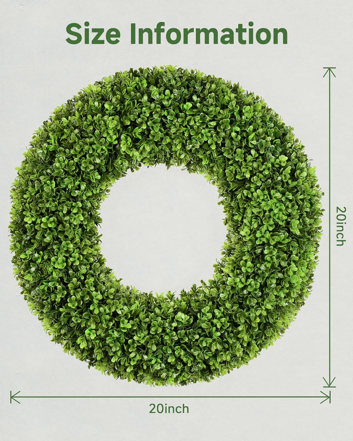 DDHS 20 Inch Artificial Boxwood Wreath for Front Door