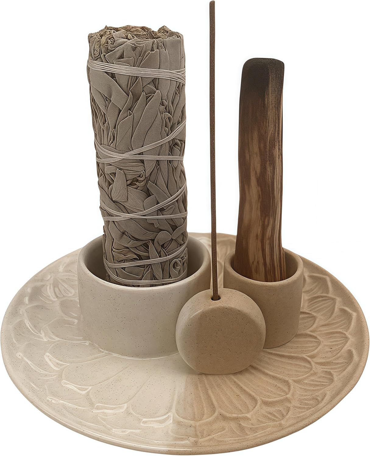4 In 1 Incense Holder Ceramic Ash Catcher for Yoga and Meditation