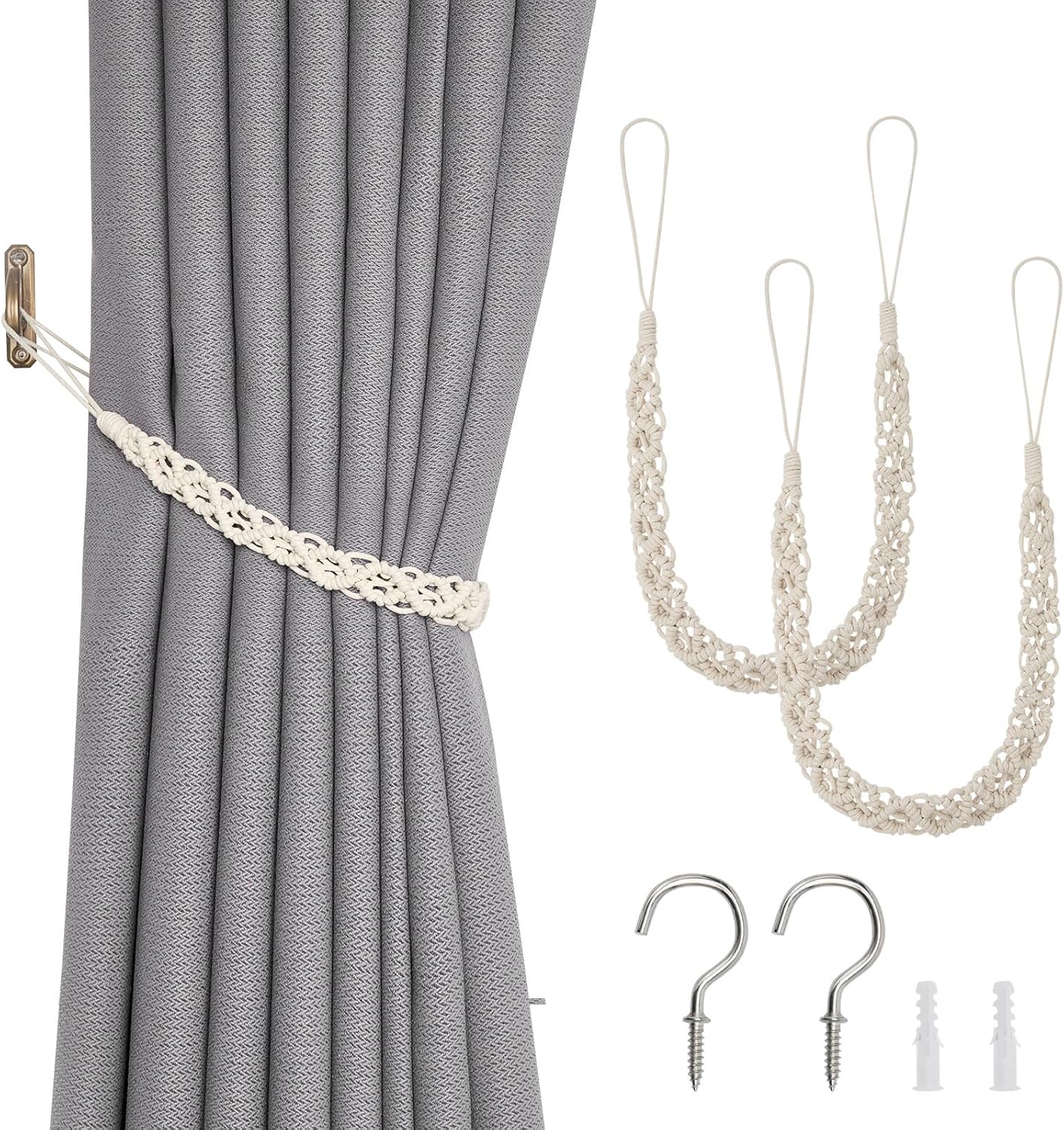 NICEEC 2 Pack Wax Rope Curtain Tiebacks