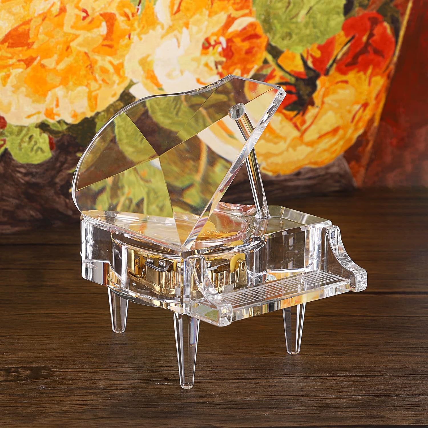 ELLDOO Crystal Piano Music Box - Mechanical Clockwork Decorative Ornament