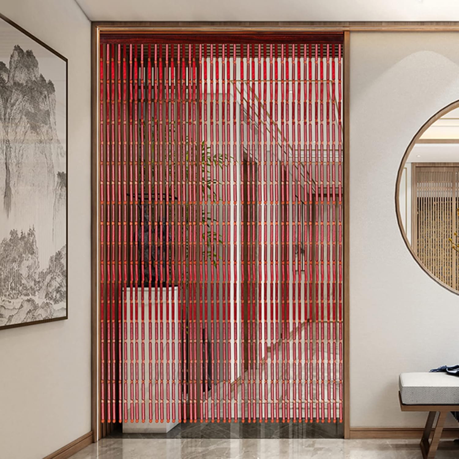 Bamboo Beaded Door Curtain Decorative Panel