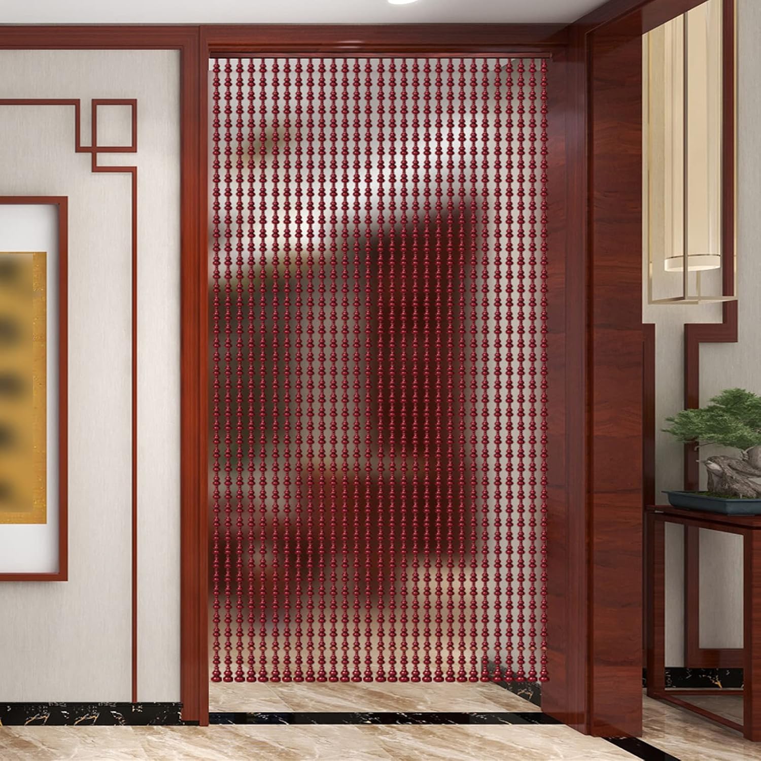KDDEON 25 String Wooden Bead Curtain for Doorway