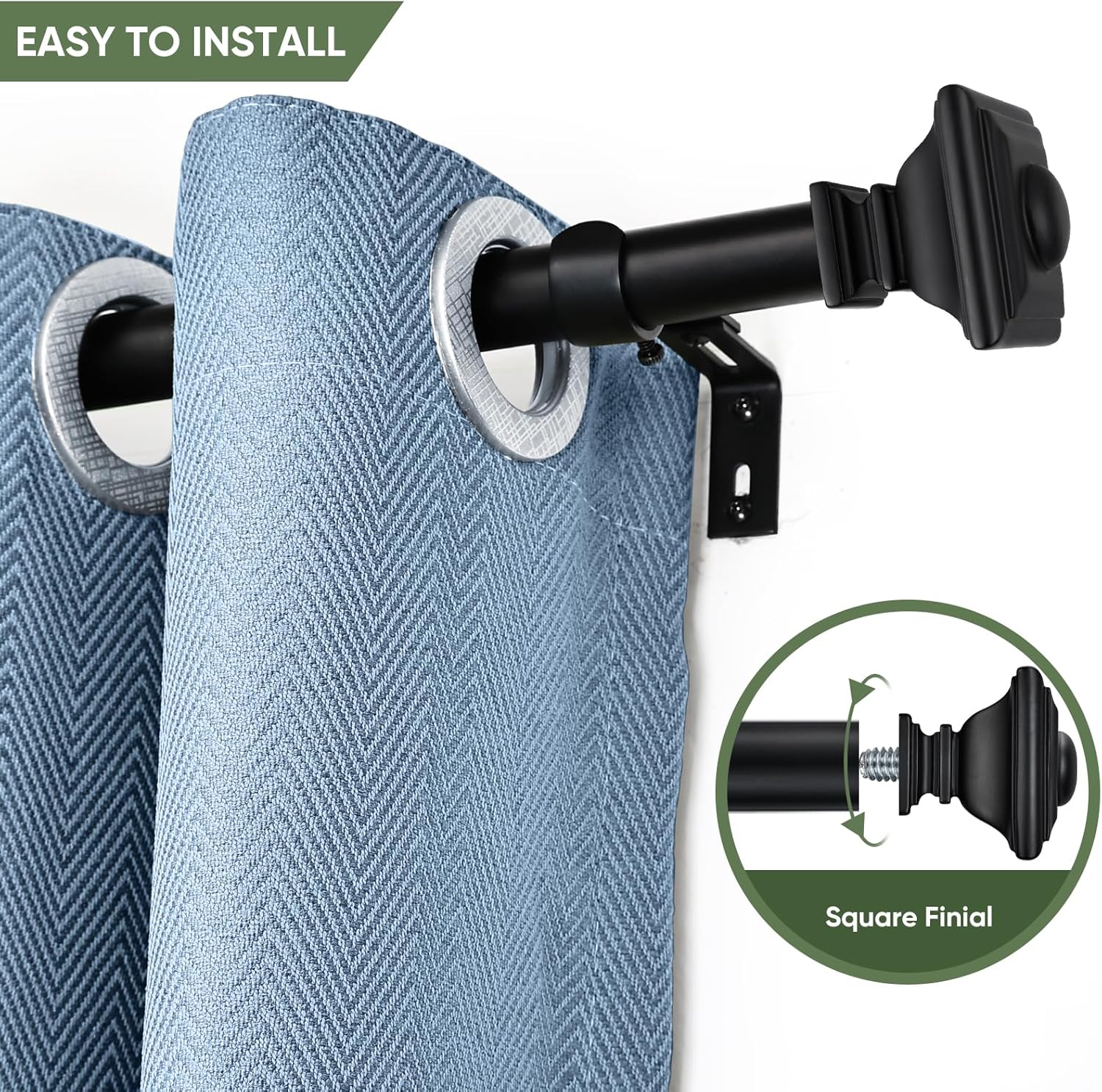 BRIOFOX Heavy Duty Black Curtain Rods 1 Inch Diameter