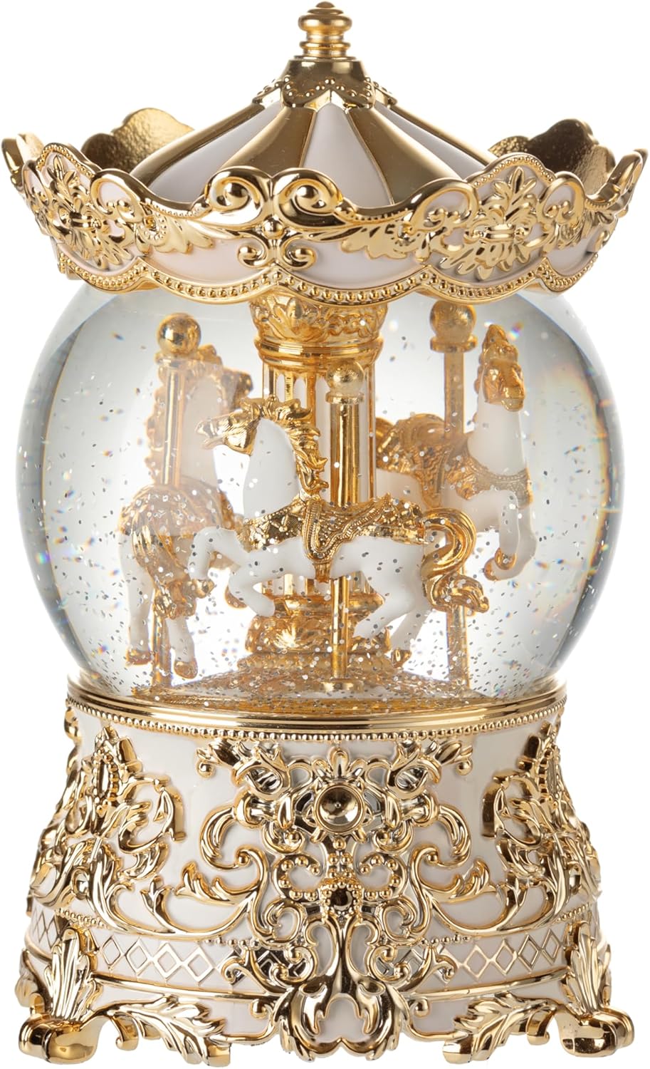 Gold Carousel Music Box Princess Unicorn Snow Globe Gift