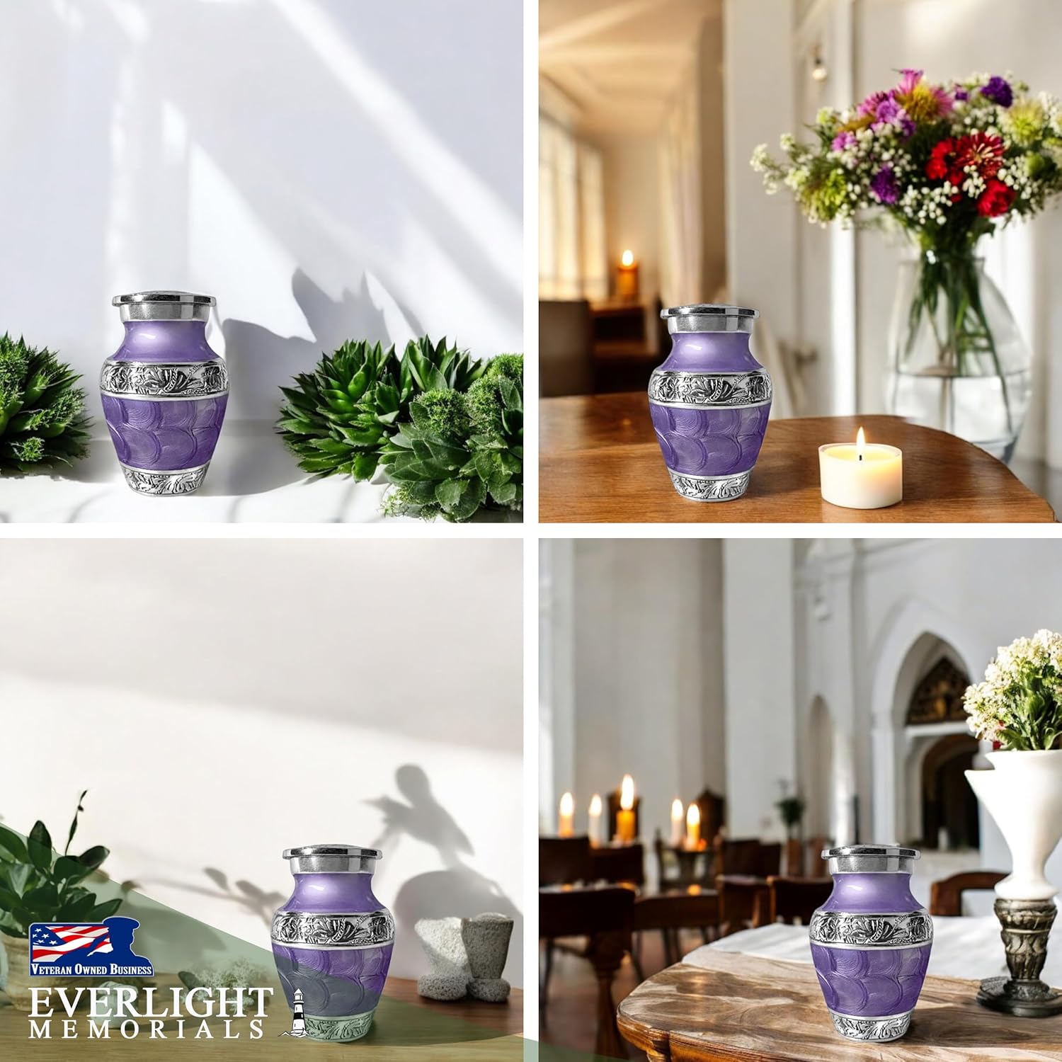 Small Purple Urn for Human Ashes Keepsake Decorative Urn