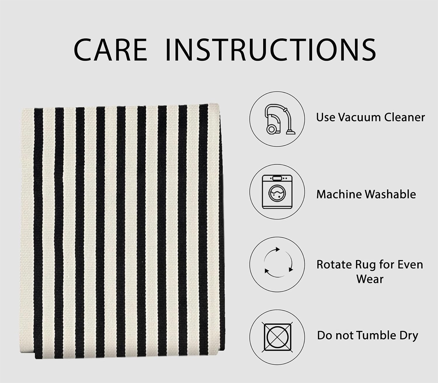 IOHOUZE Black Beige Striped Rug 2x3 Front Door Mat