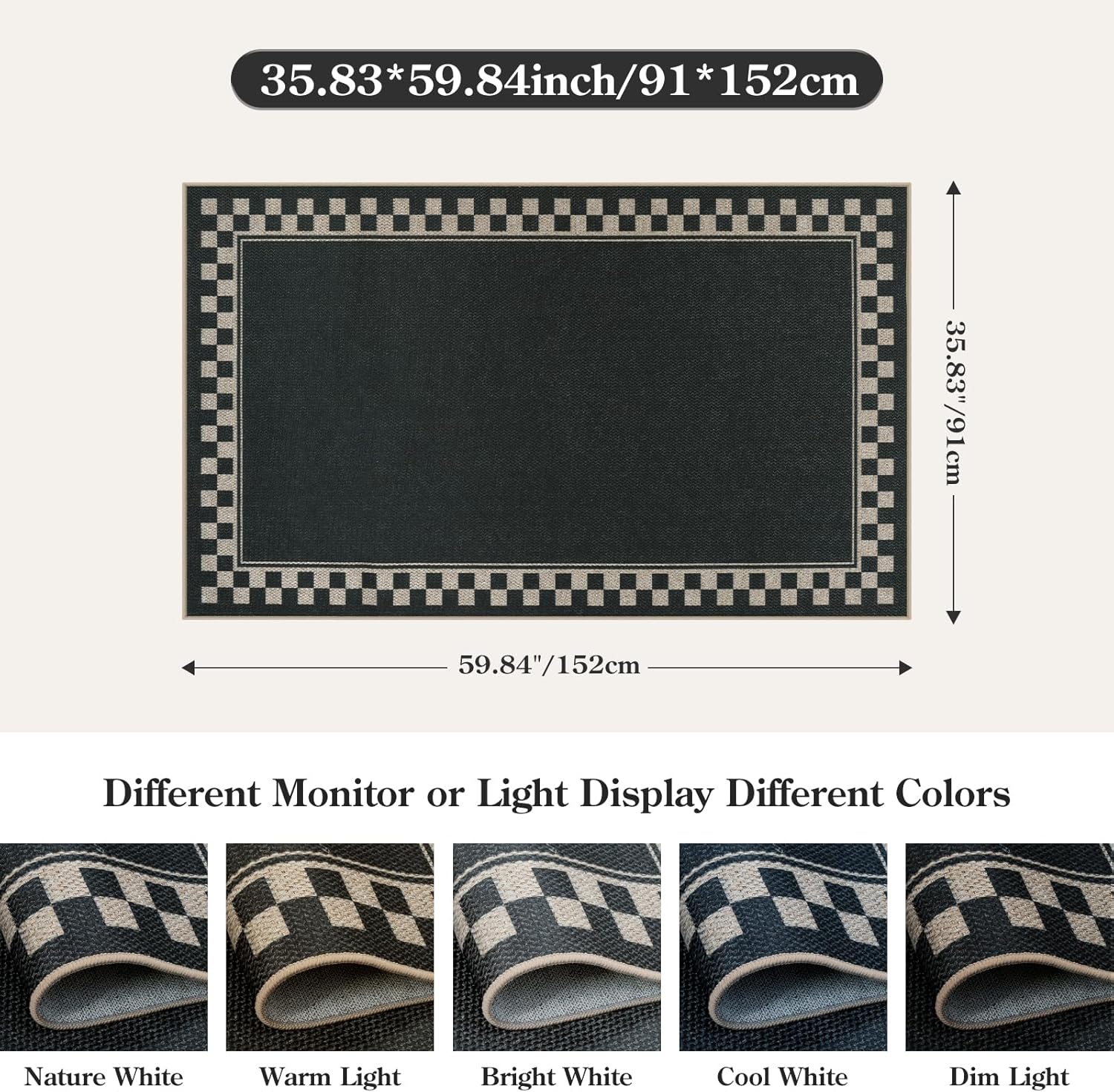 OJIA Easy Jute 3x5 Area Rug Non-Slip