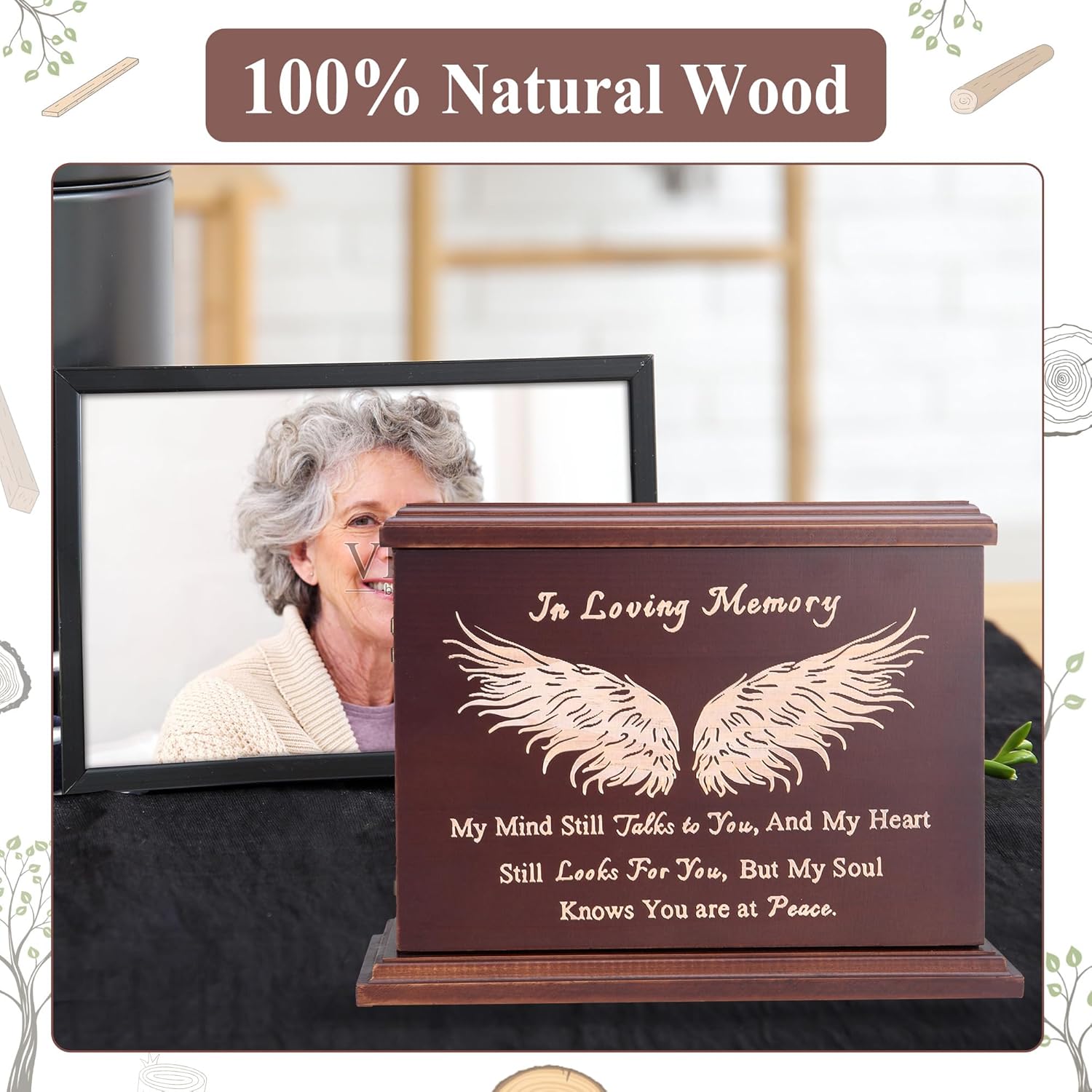 Dobango Cremation Urn Wooden Box for Human Ashes Adult Male Female