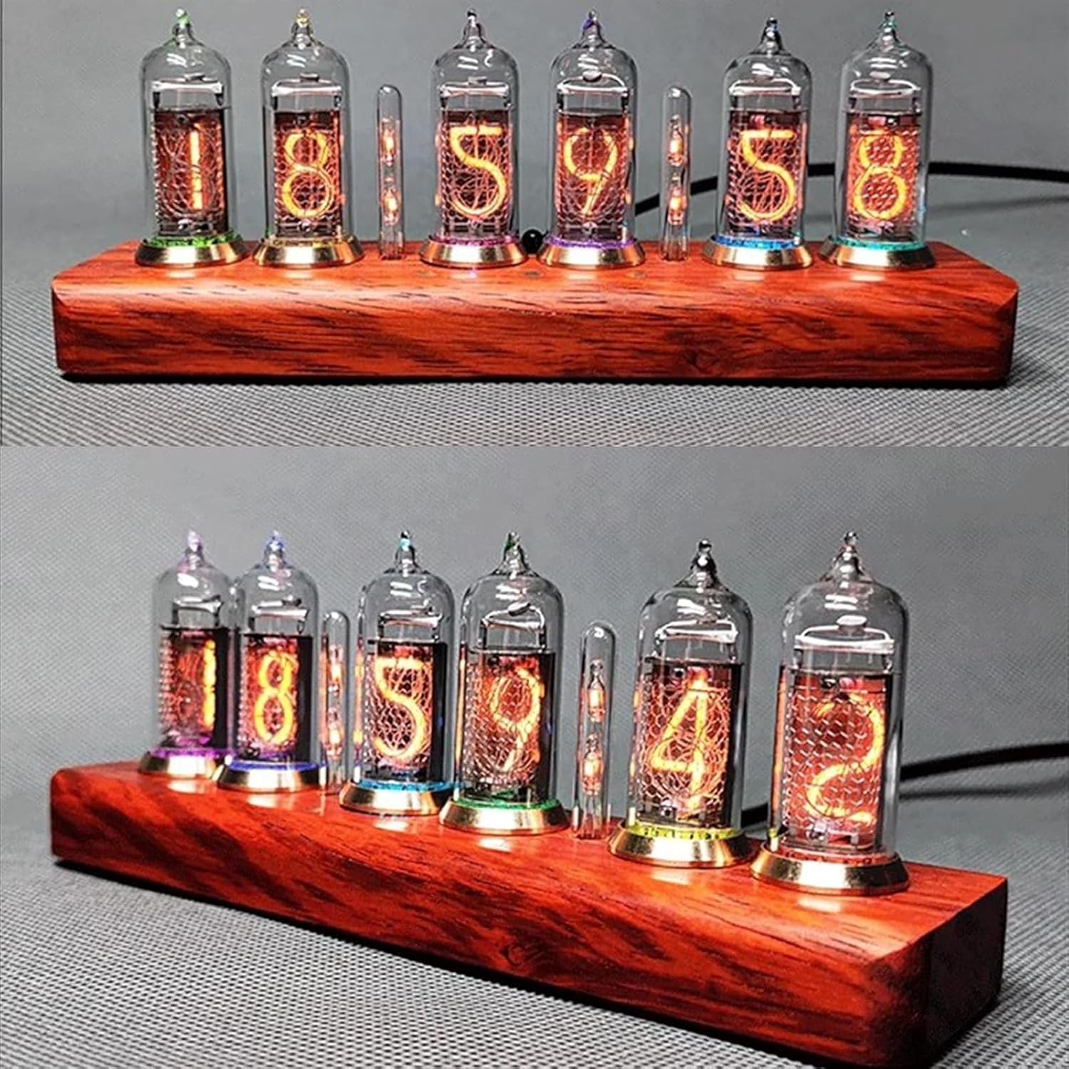 Glow Digital Tube Clock with Adjustable Brightness and Touch Control
