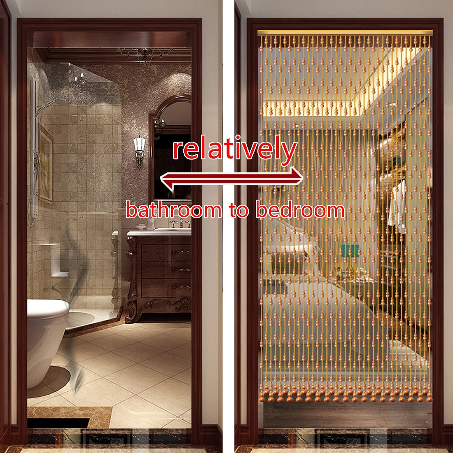 KDDEON Handmade Wood Bead Curtain with 29 Strands