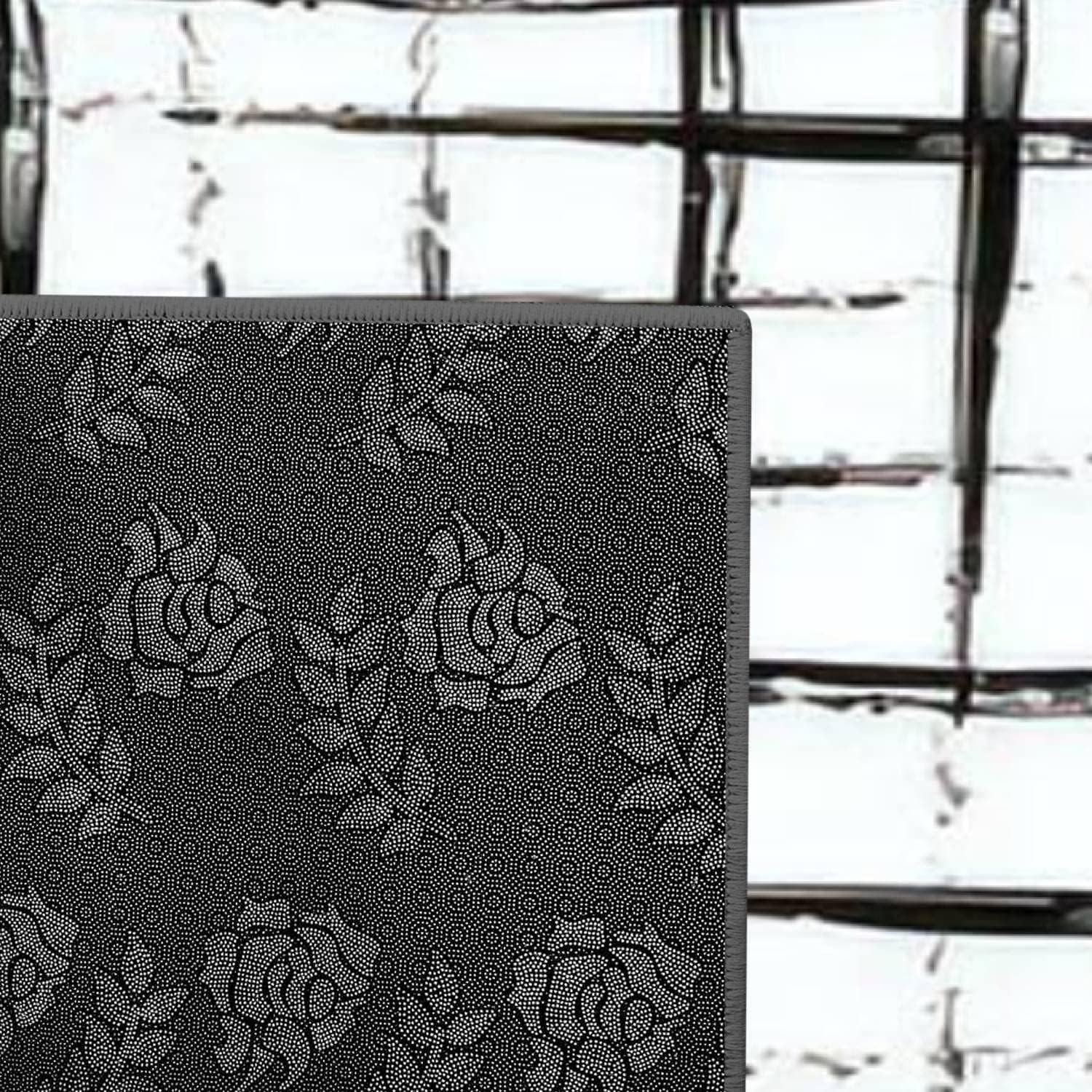 Modern 3D Area Rug Black Burlap Seamless Hessian Fiber