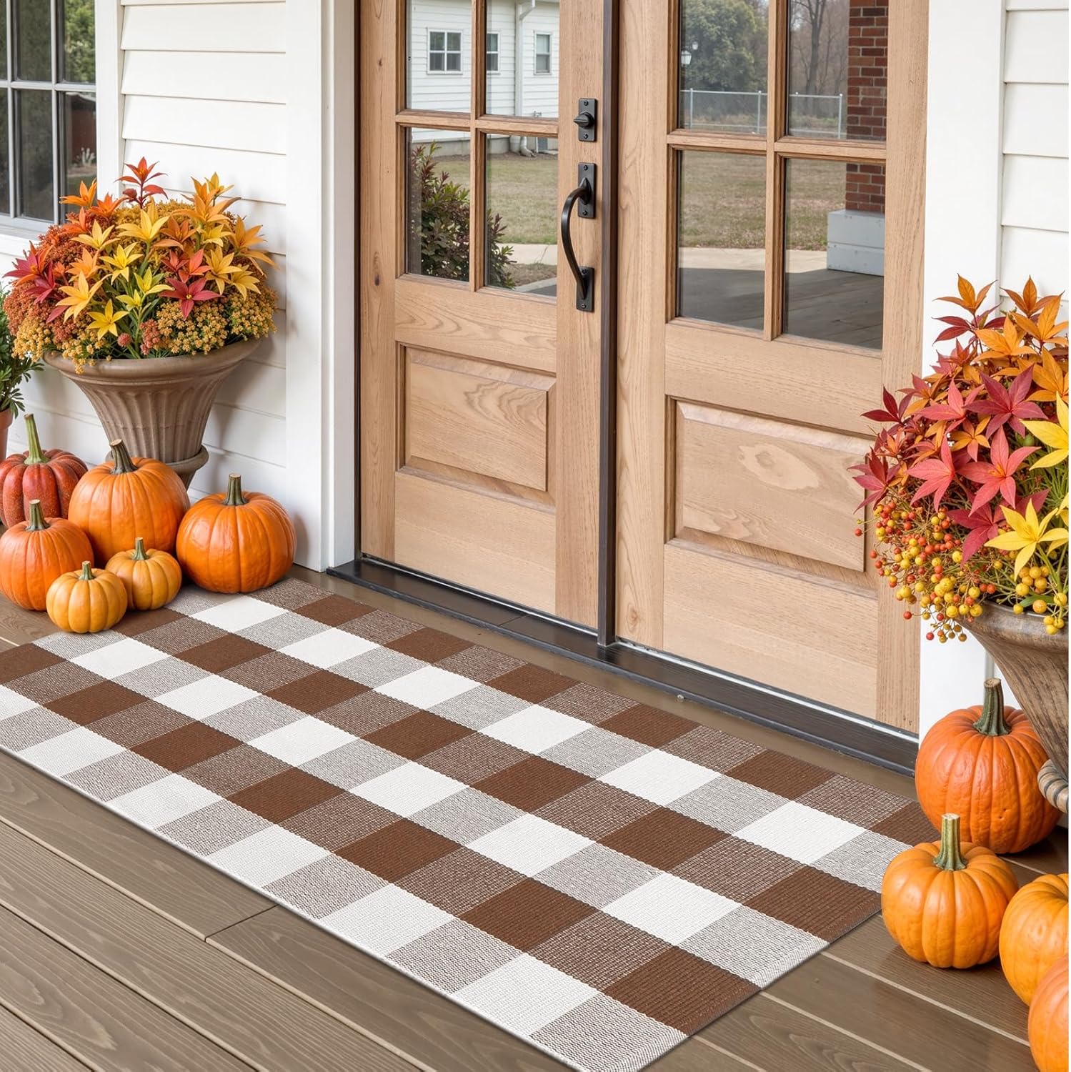 Collive Buffalo Plaid Checkered Outdoor Rug