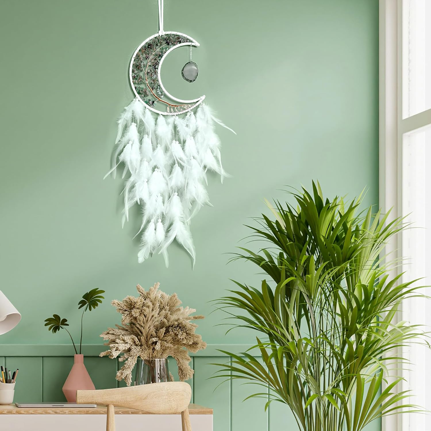 Moon Dream Catchers with Chakra Agate Stone