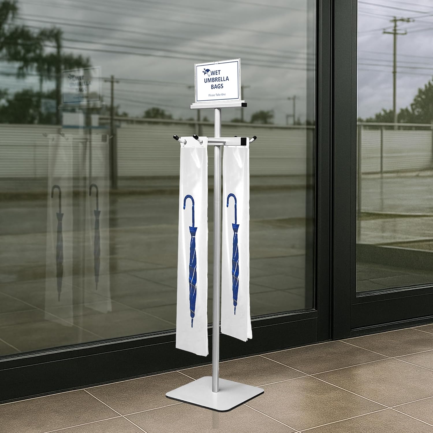 Montex Wet Umbrella Stand with 200 Plastic Bags and Holder
