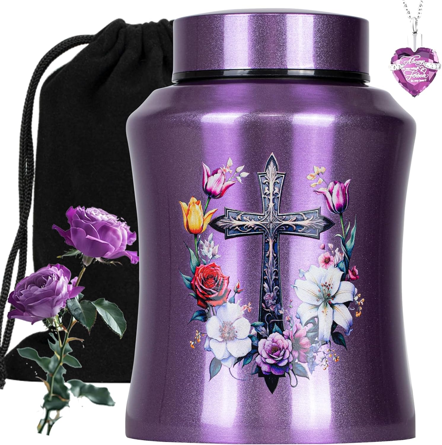 Purple Cross Urns for Ashes Large Personalized Cremation Urn for Adults