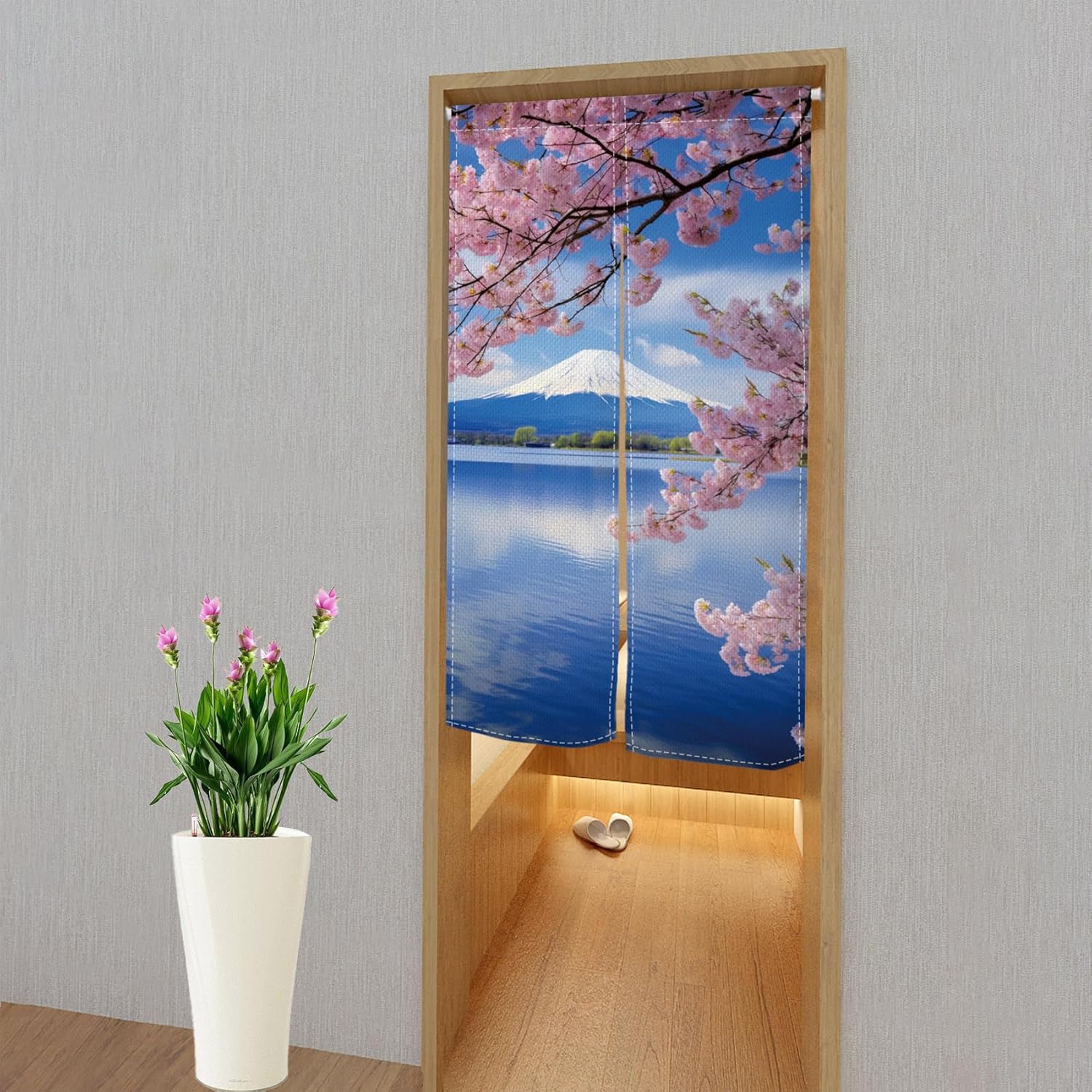 Japanese Mount Fuji Noren Door Curtain for Home Kitchen Bathroom