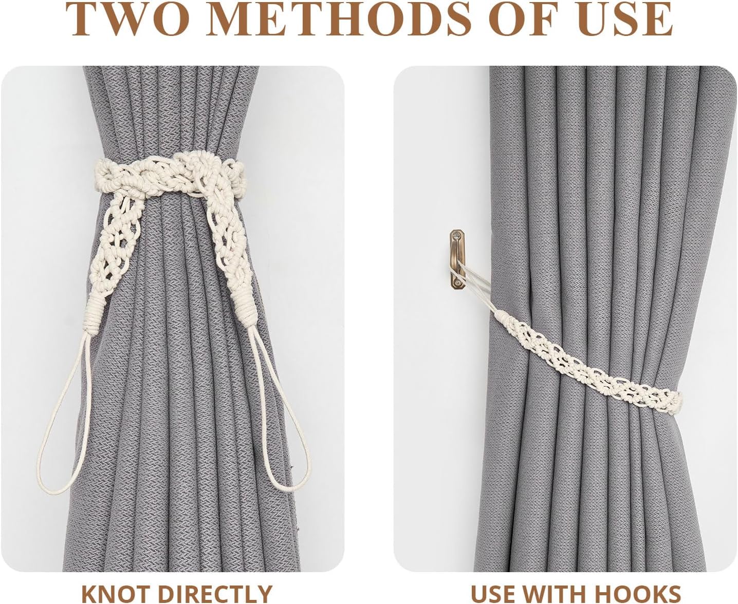 NICEEC 2 Pack Wax Rope Curtain Tiebacks