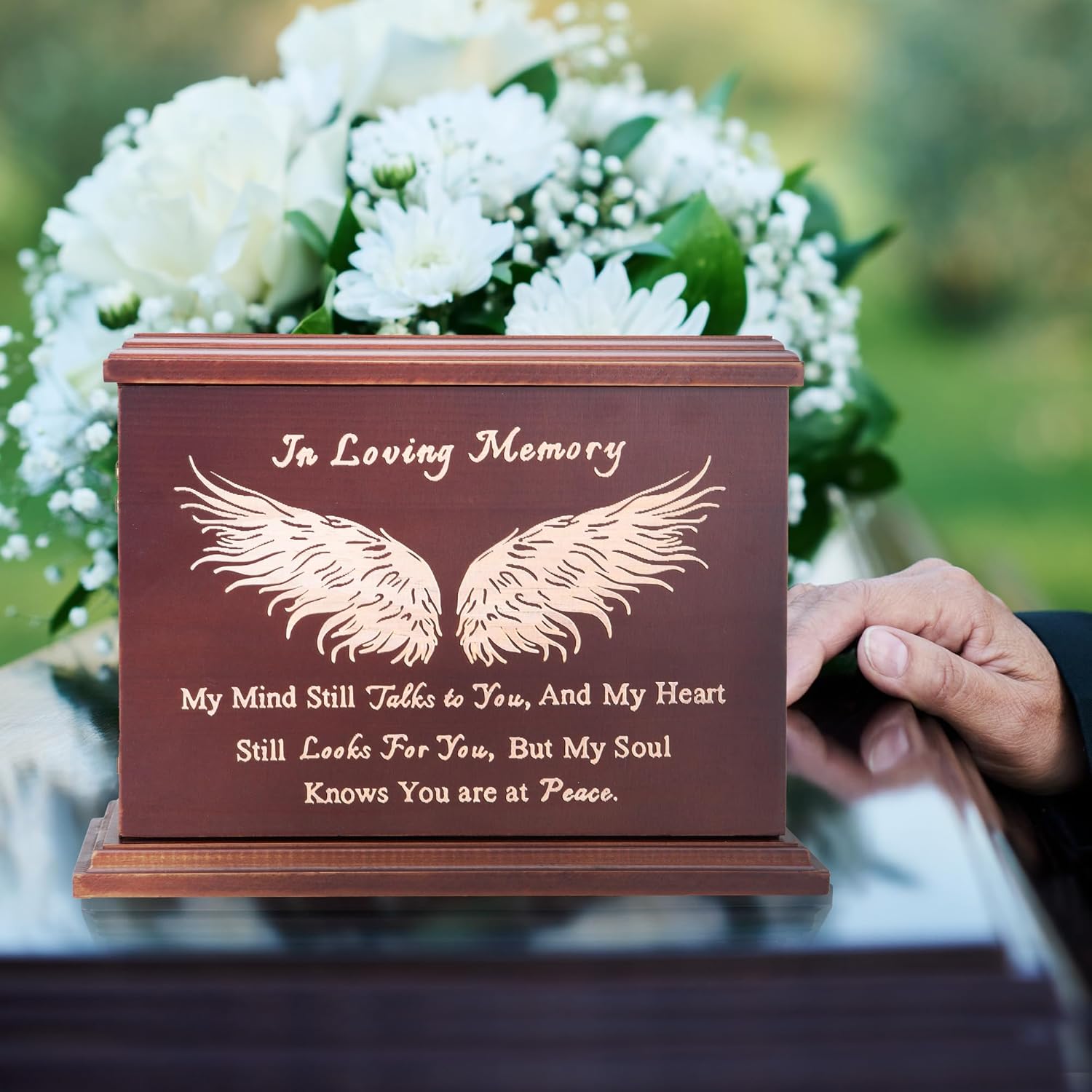 Dobango Cremation Urn Wooden Box for Human Ashes Adult Male Female