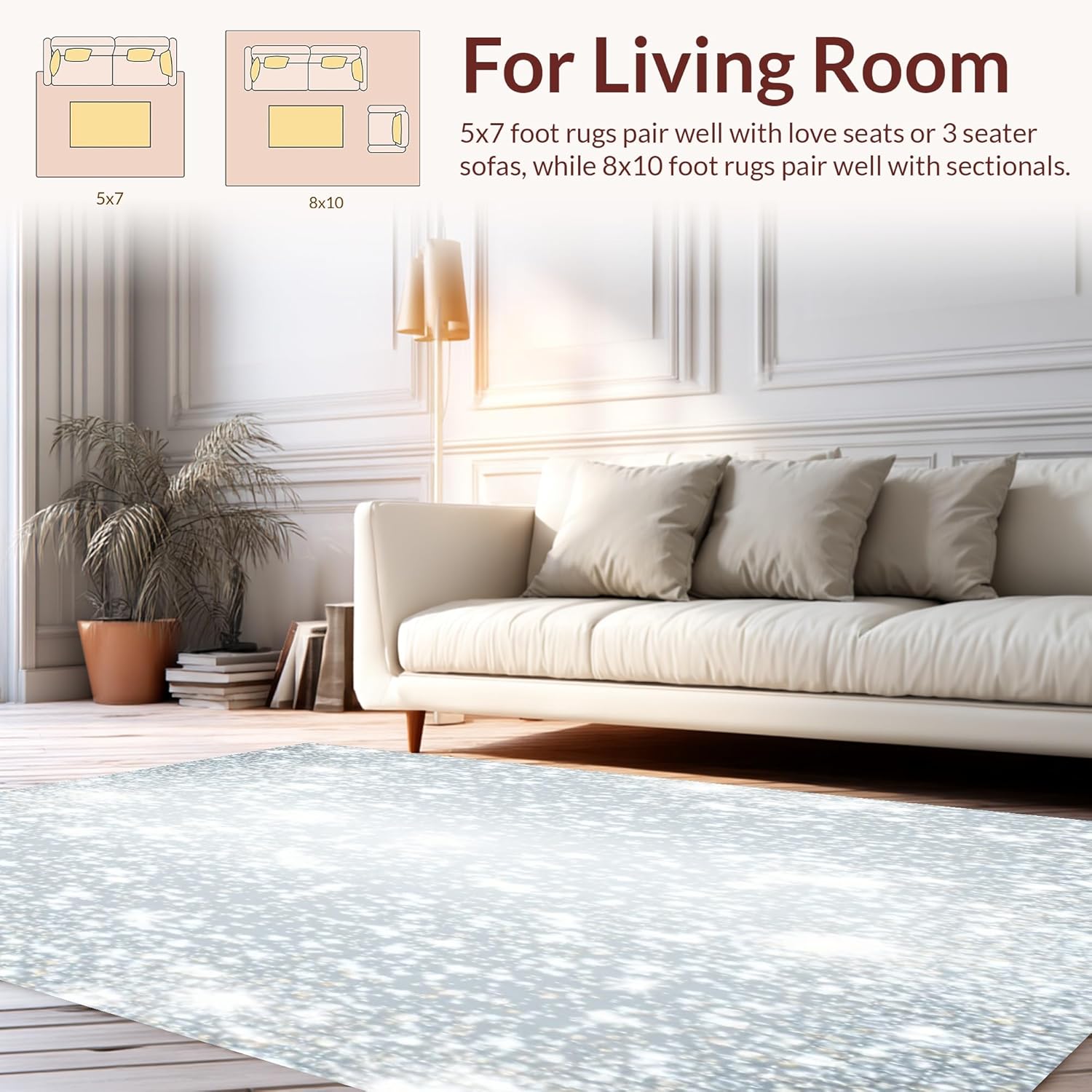 Ultra Soft 8x10 Area Rug Shimmering White