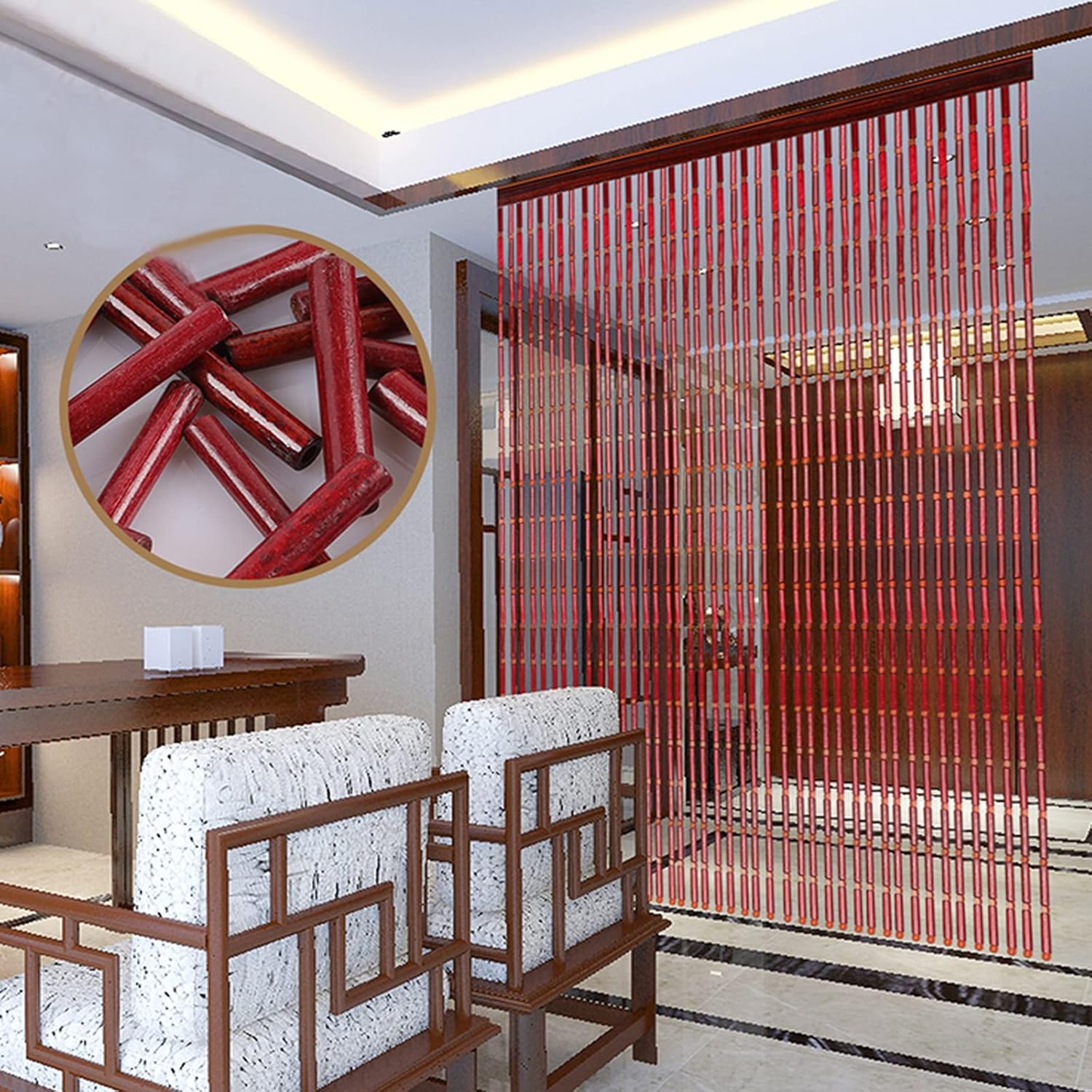 Bamboo Beaded Door Curtain Decorative Panel