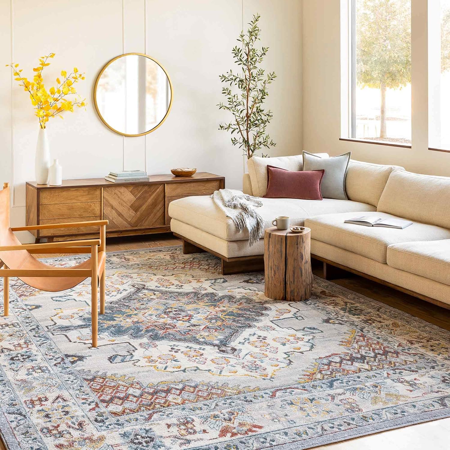 Livabliss Anja Oriental Medallion Area Rug 67 x 9 Grey