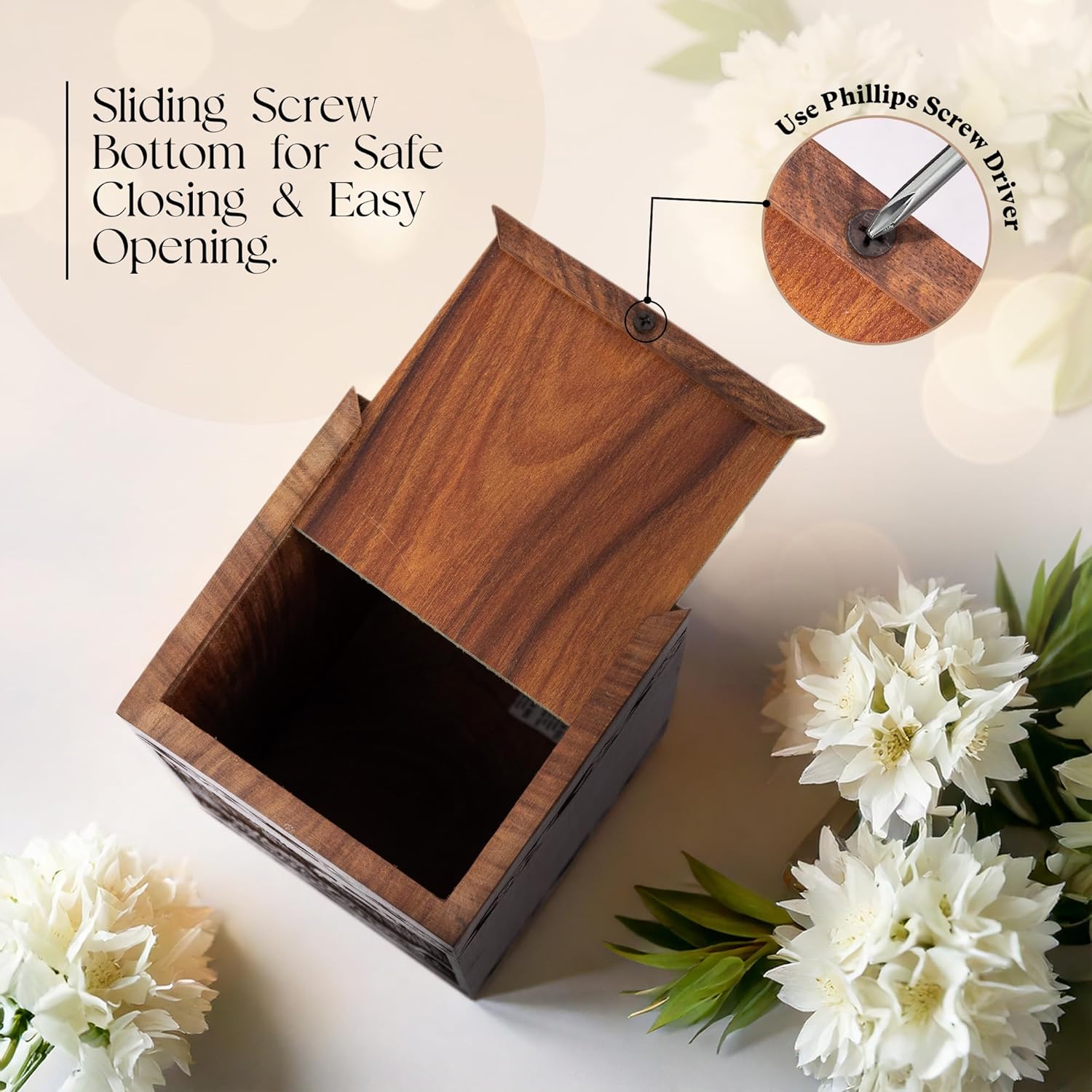 Elegant Wooden Cremation Urn for Human Ashes 250 lbs