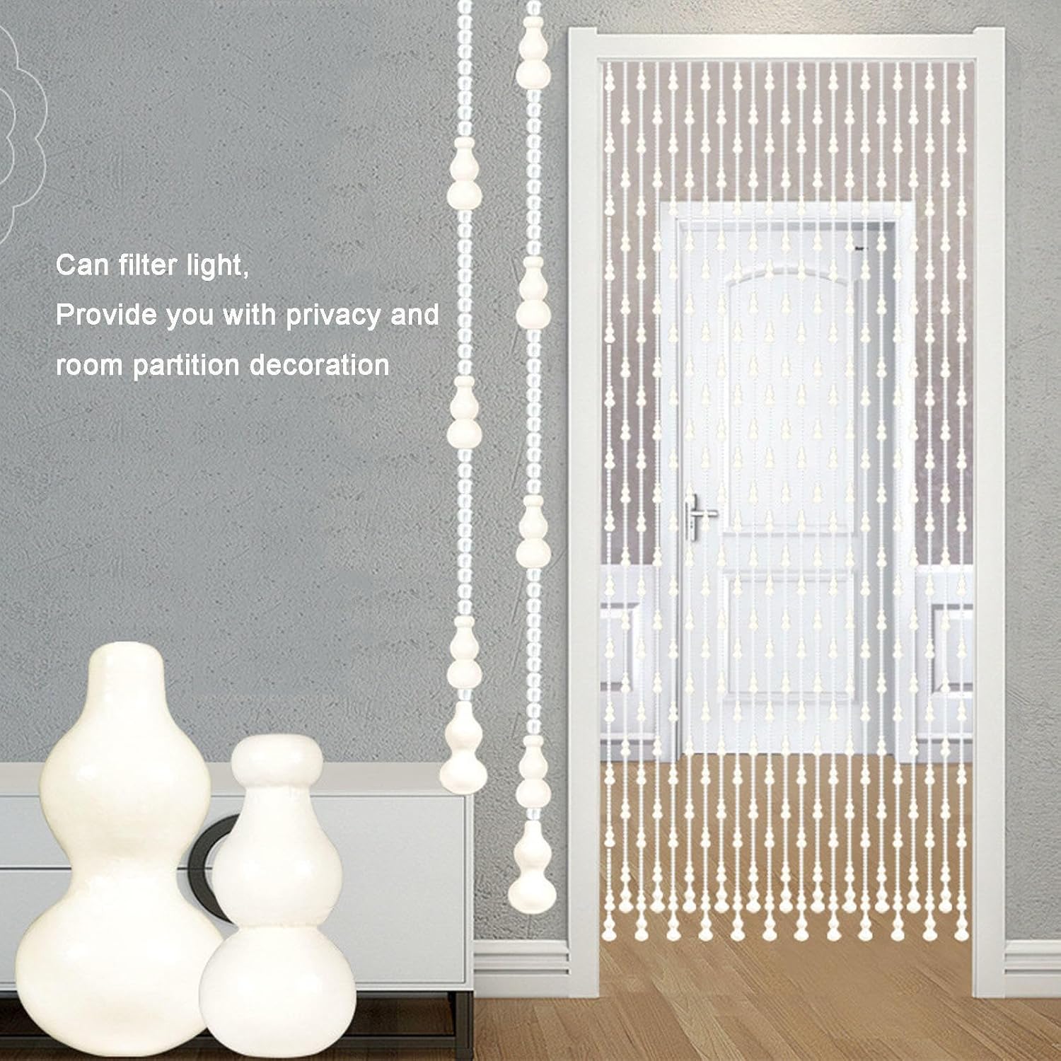 Wood Beaded Curtain with Gourd Shape Beads 65x155cm