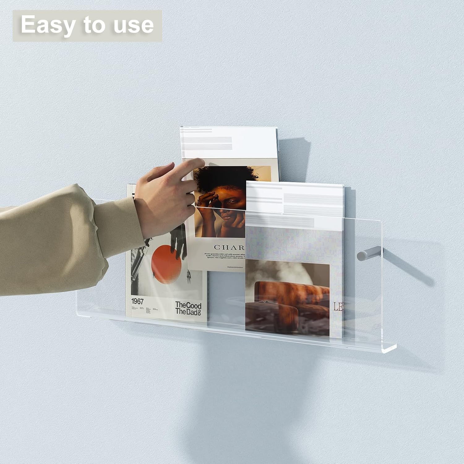 Acrylic Magazine Holder 2 Pack Clear 17 Inch Wall Mount