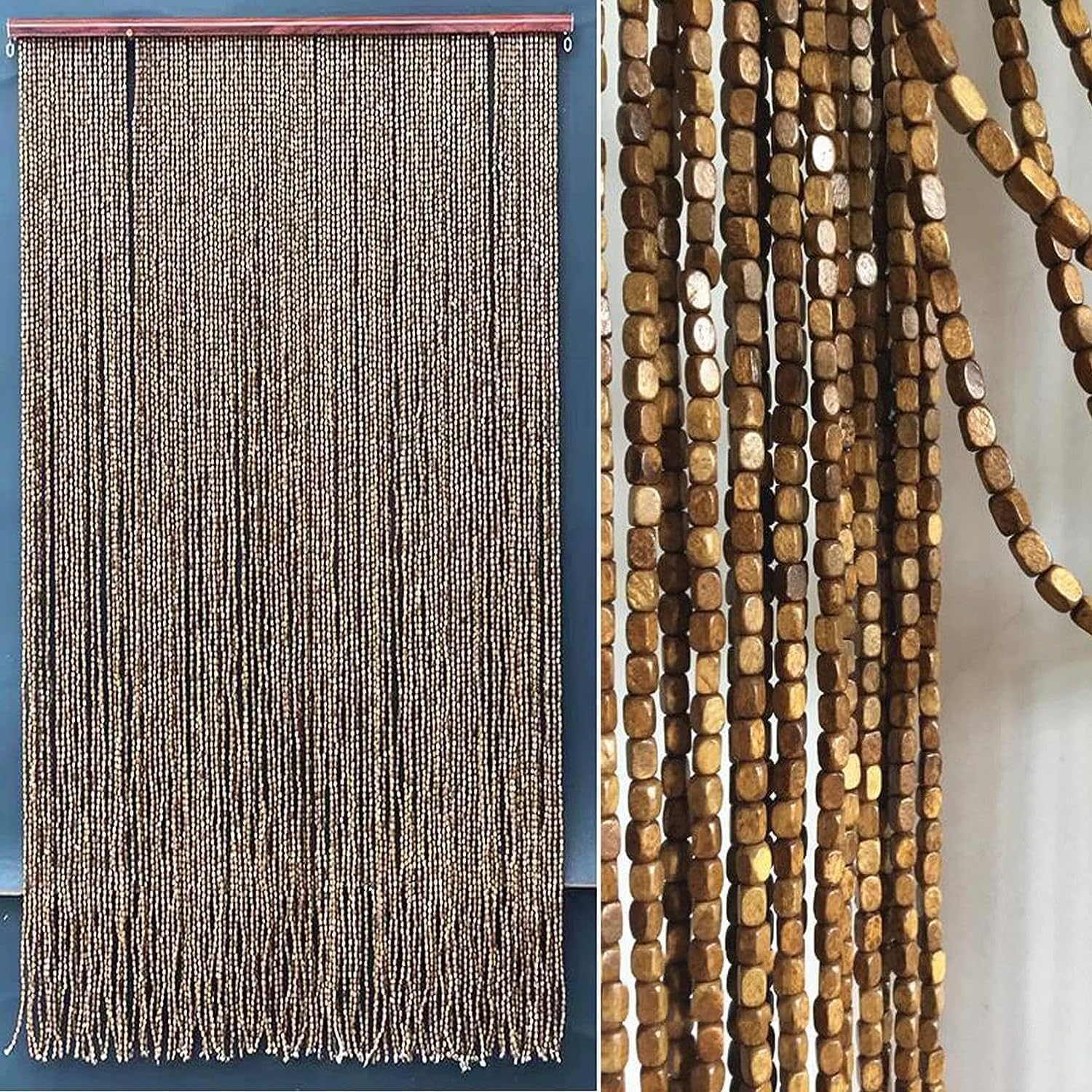 Wcxixo Bamboo Beaded Door Curtains Decorative Panel Divider