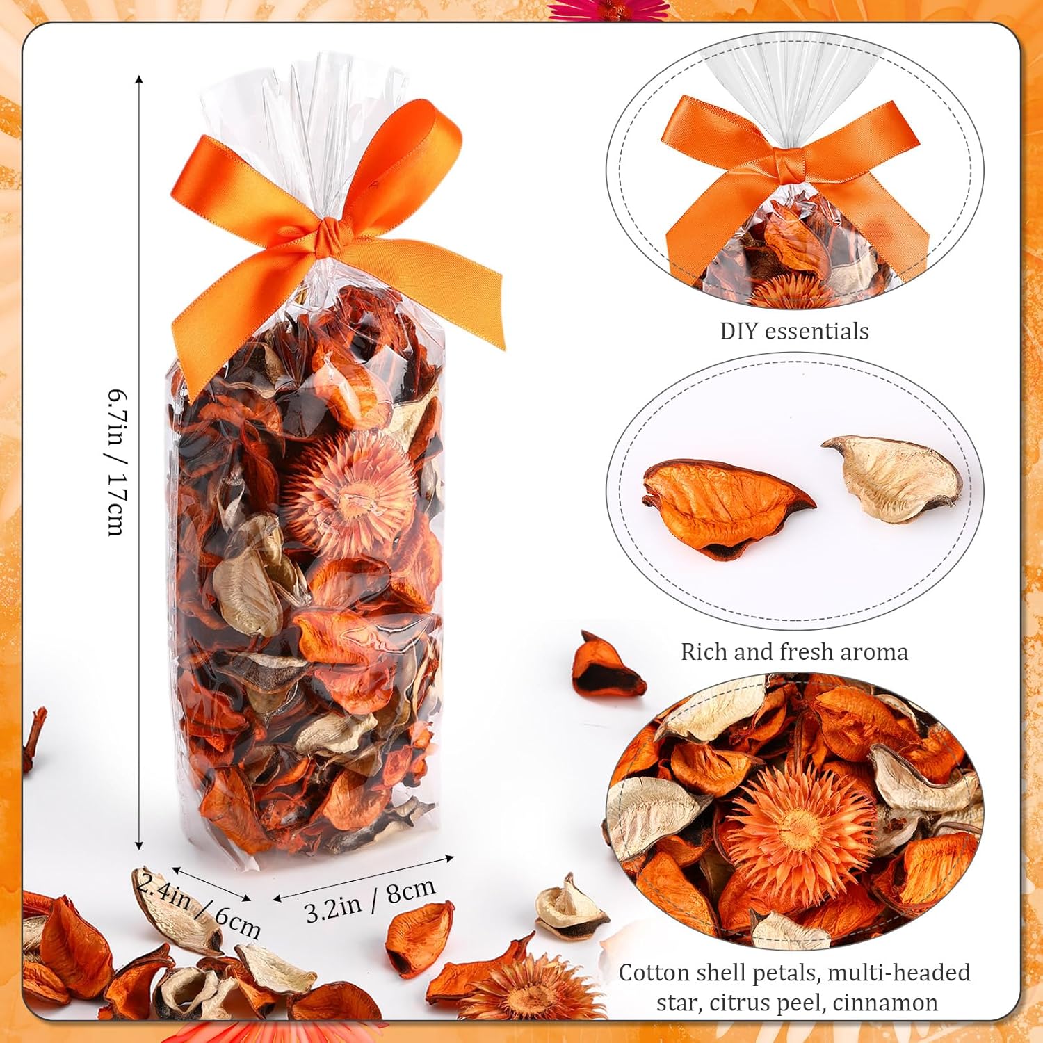 Nuanchu 6 Pcs Fall Citrus Potpourri Bags