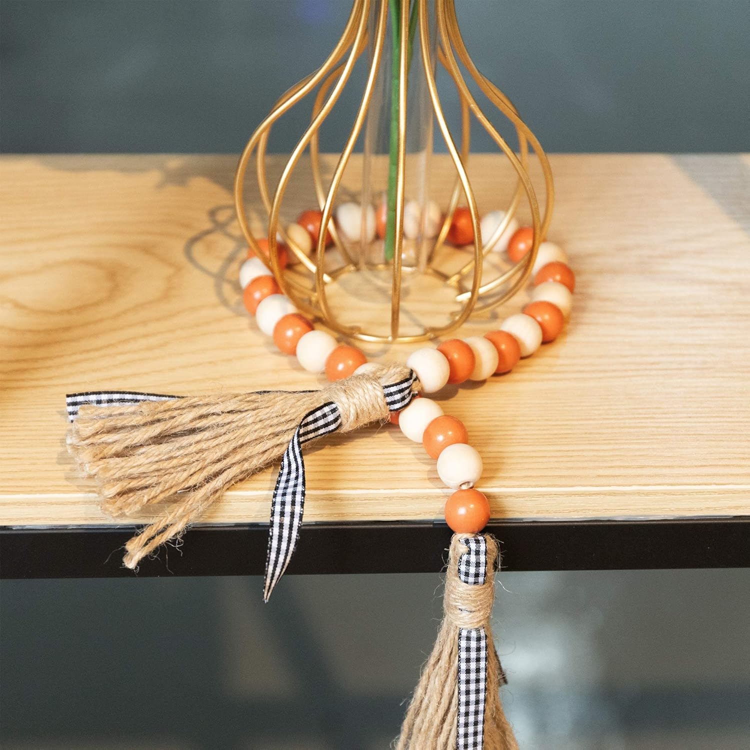 R HORSE Wood Bead Tassel Garland Wall Decoration