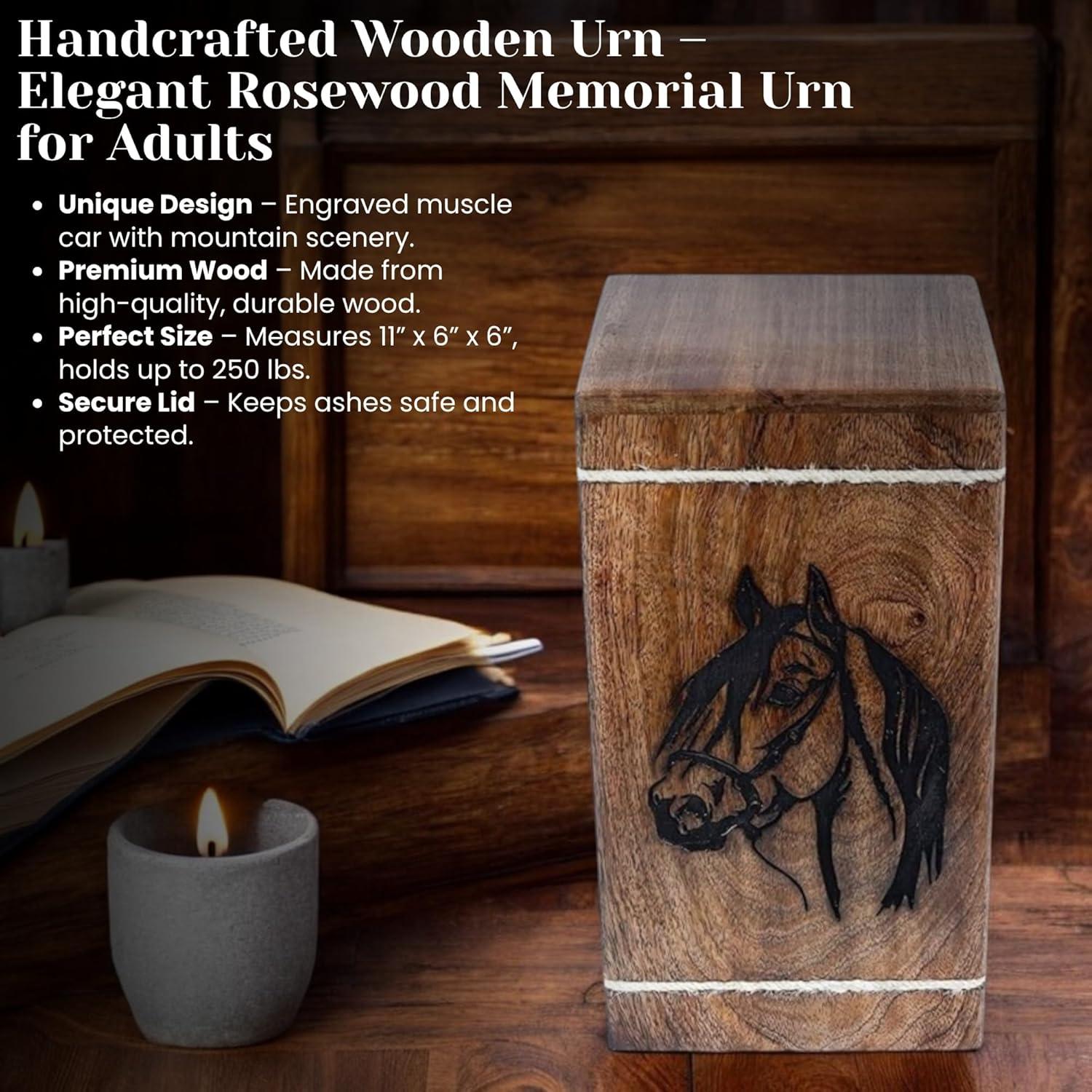 Handmade Hardwood Cremation Urn for Human Ashes Adult
