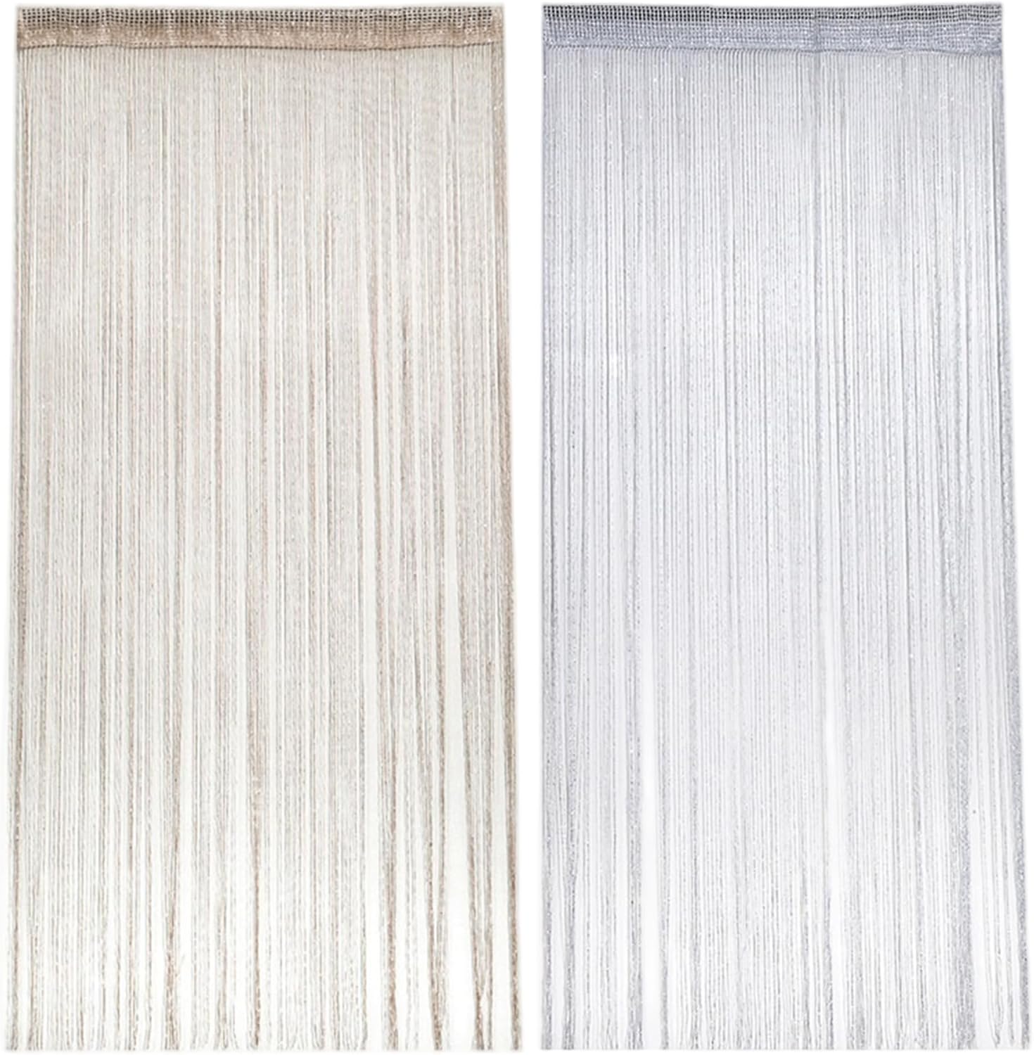 String Curtains 39x79 Inch Shiny Lightweight Polyester Doorway Curtains with Rod Pocket