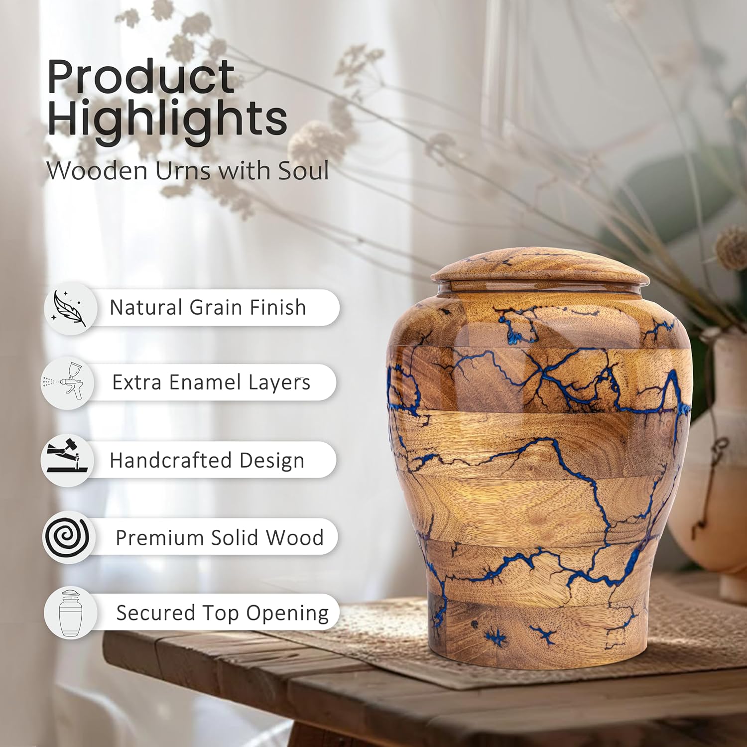 Lightning Design Urn for Human Ashes - Handmade Resin Cremation Urn