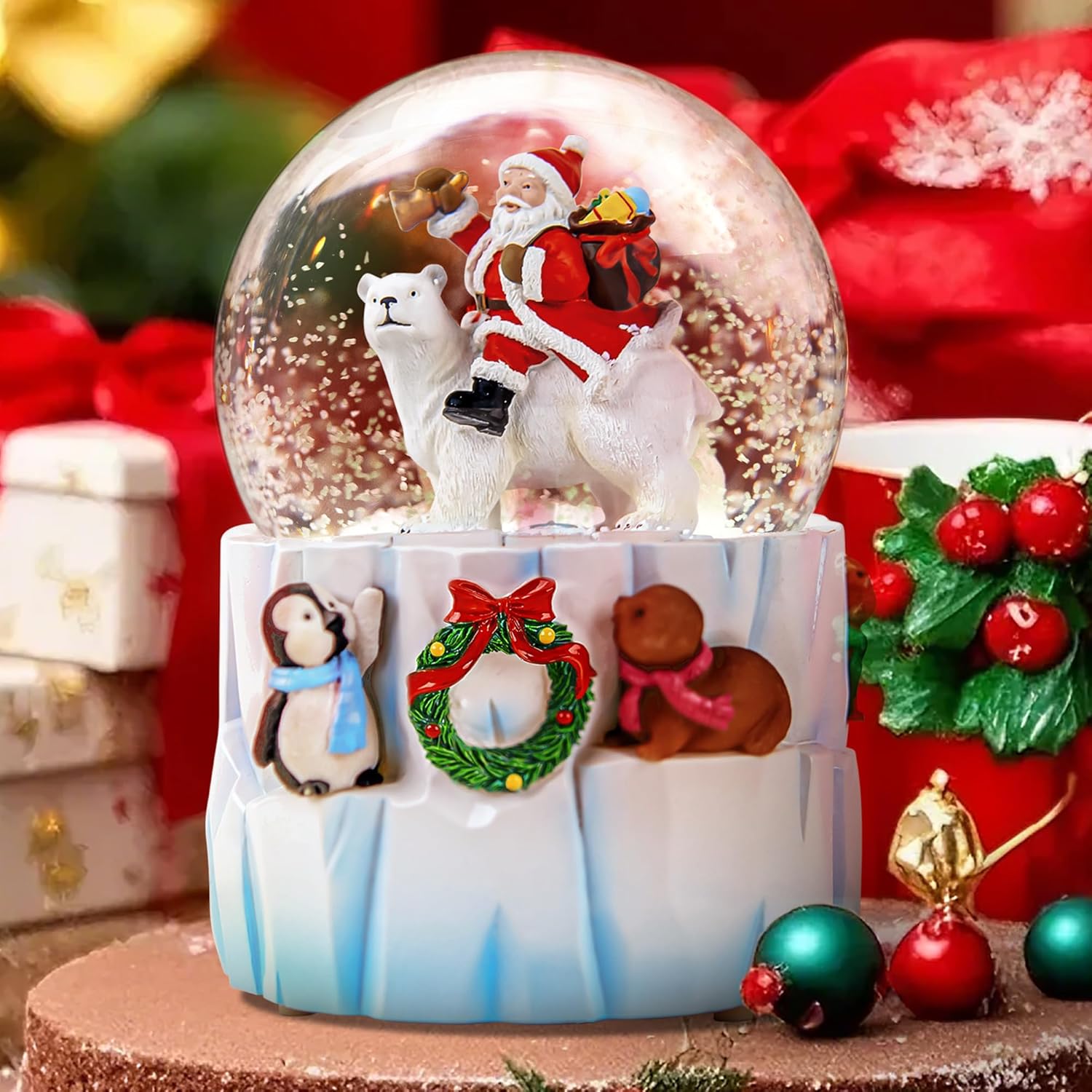 MrWinder Christmas Snow Globe Musical Decor