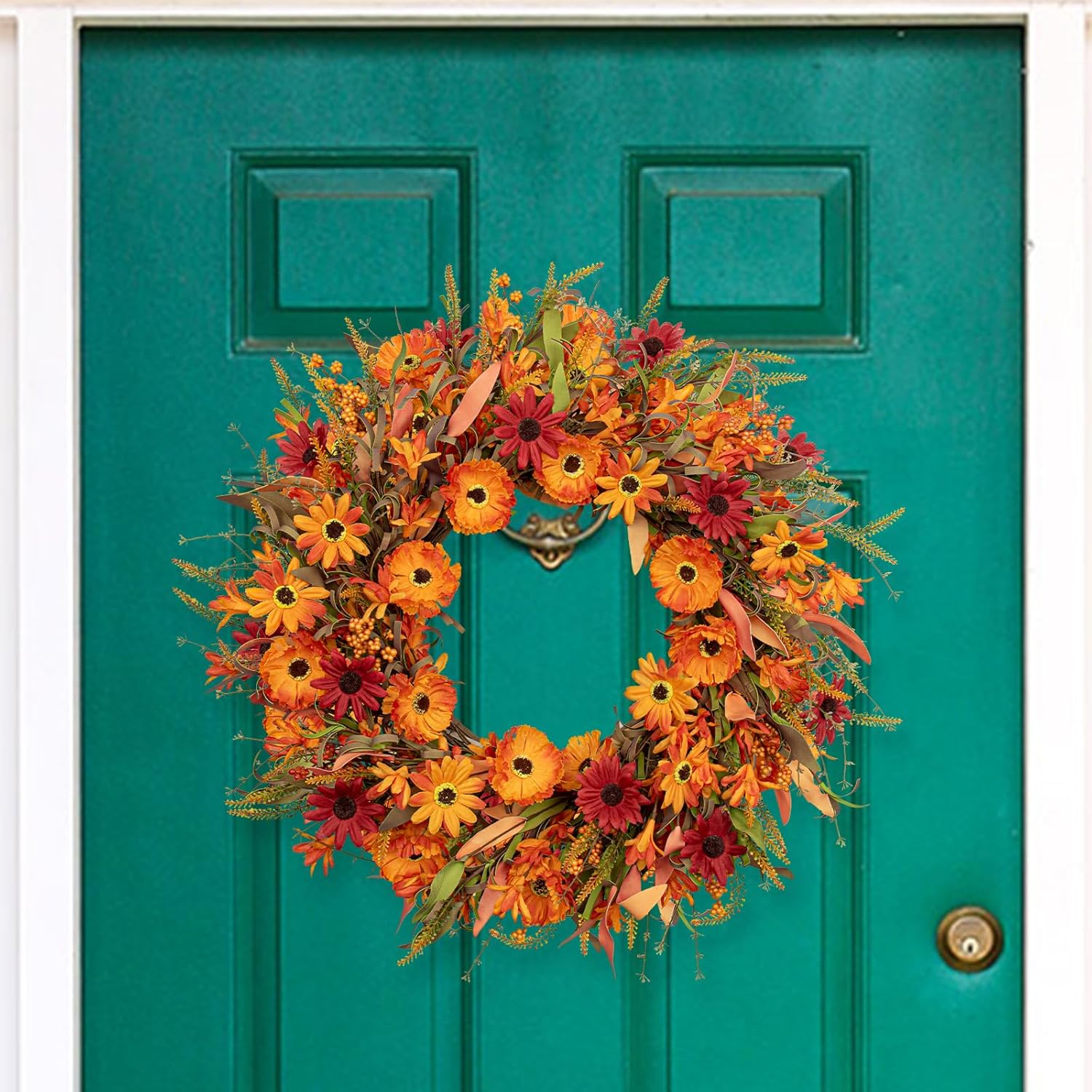 JFLORU Artificial Fall Wreath 22 Inches Autumn Decor