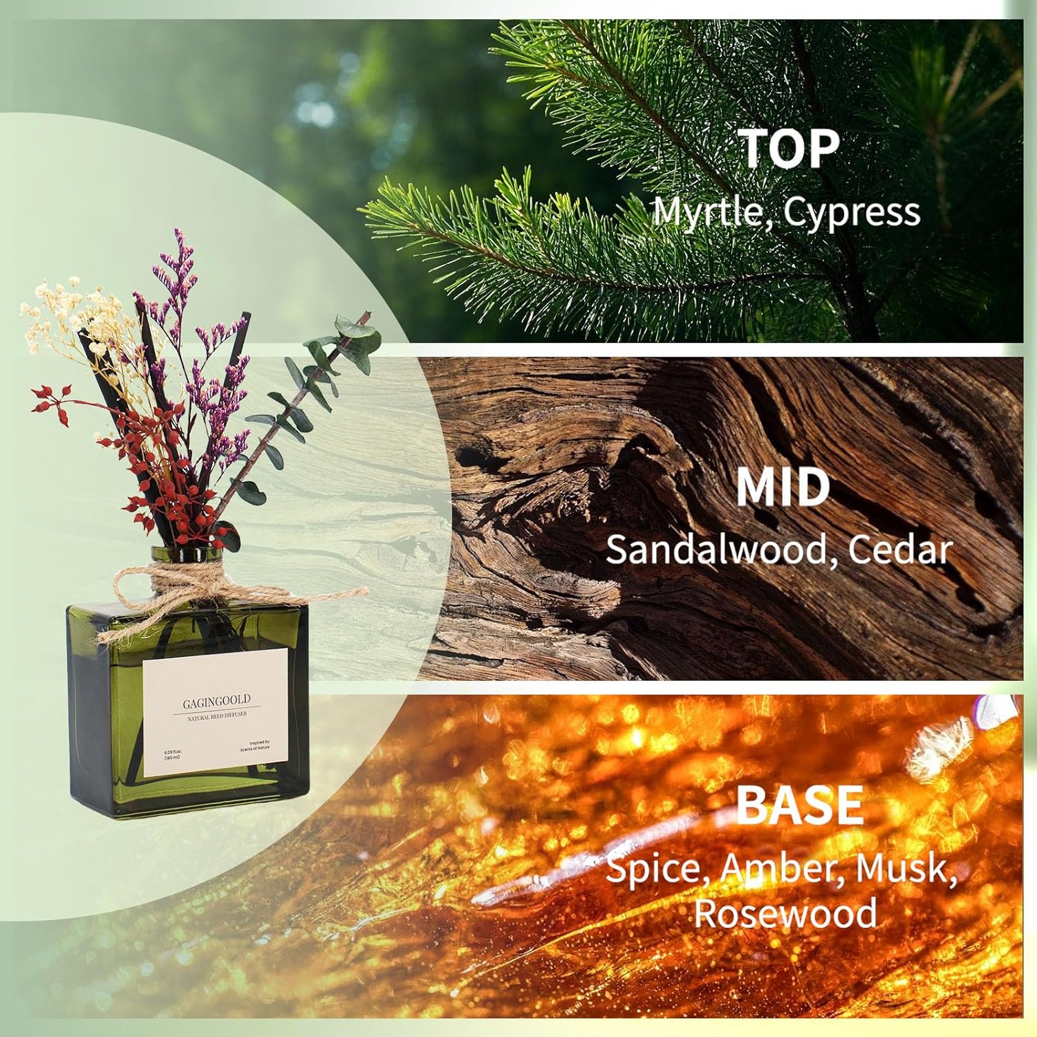 Sandalwood Reed Diffuser 609 oz Set for Home