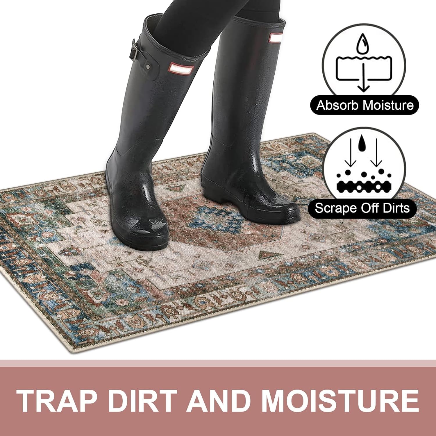 Collive Washable Indoor Doormat 24x36 Non Slip Entry Rug