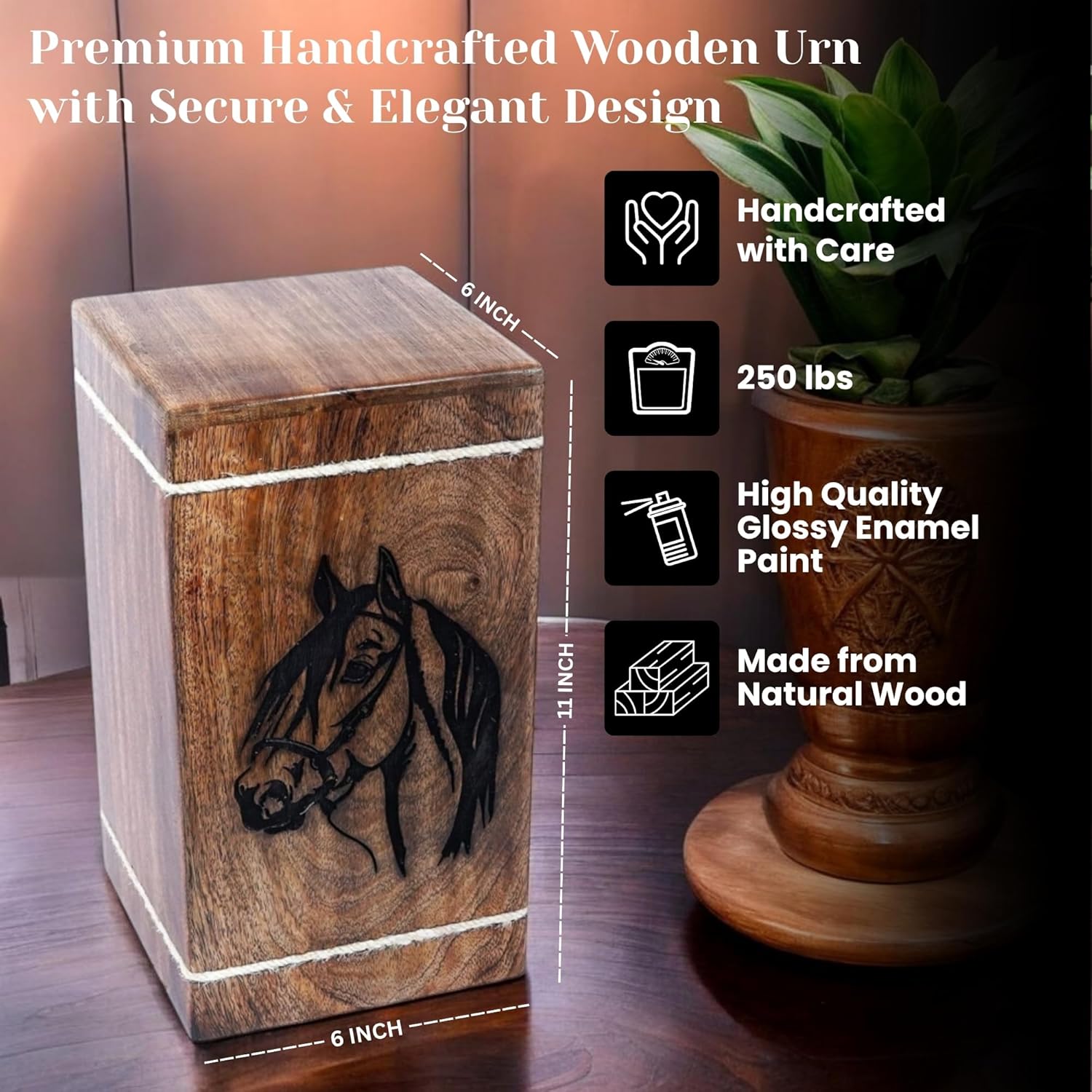 Handmade Hardwood Cremation Urn for Human Ashes Adult